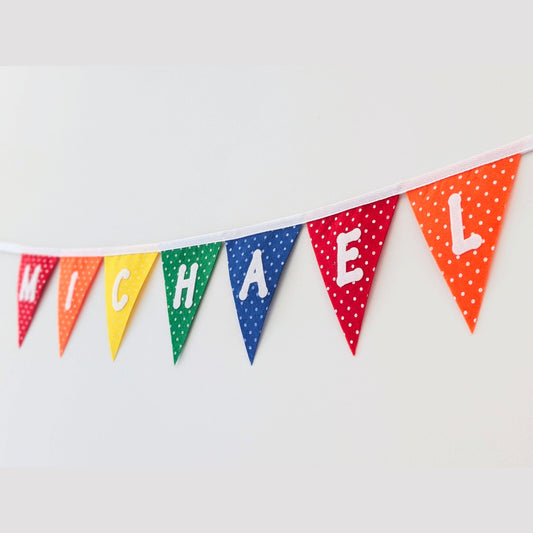 Personalised Polka Dot Rainbow Felt Bunting