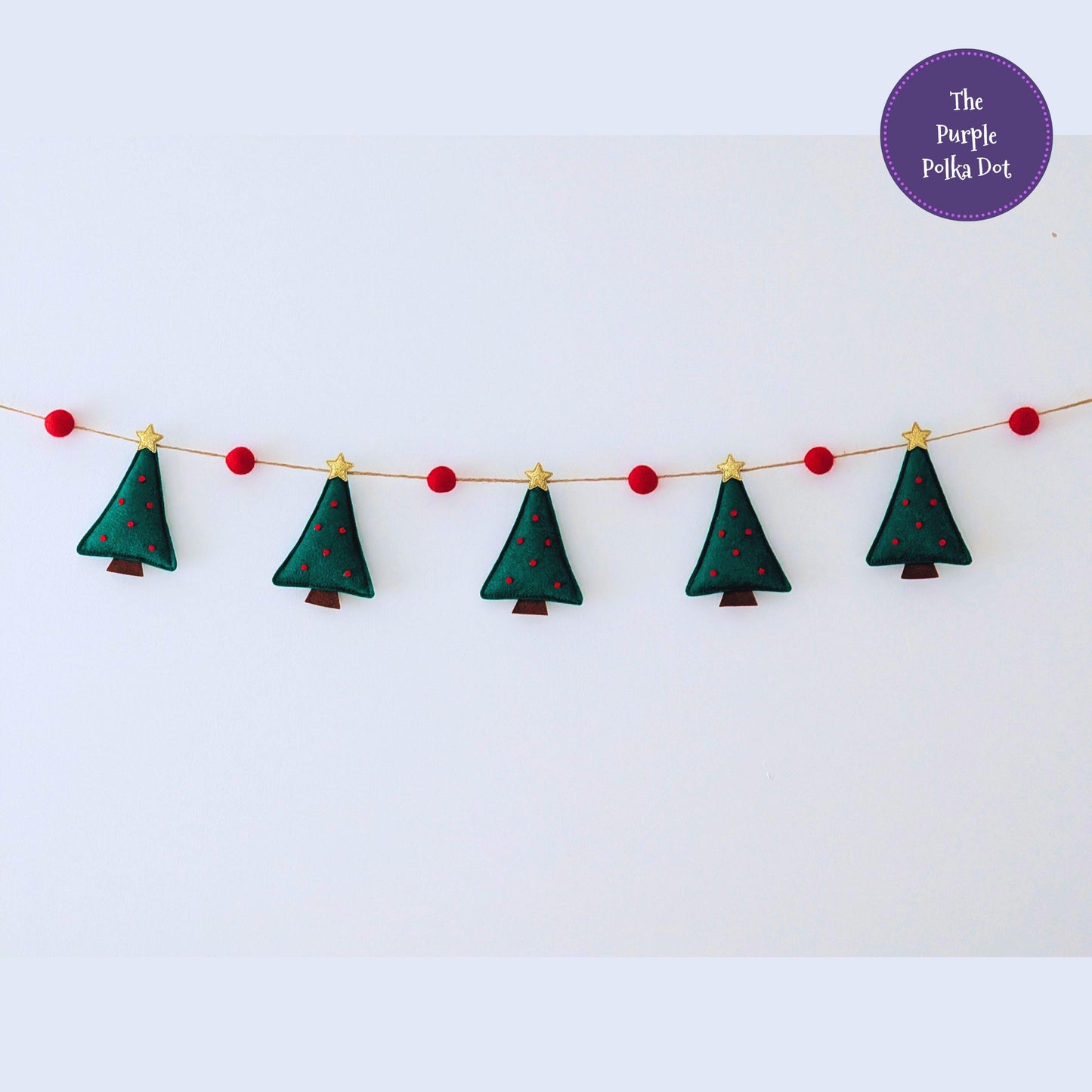 Felt Christmas Tree Garland - Holly Green and Red in a Variety of Lengths