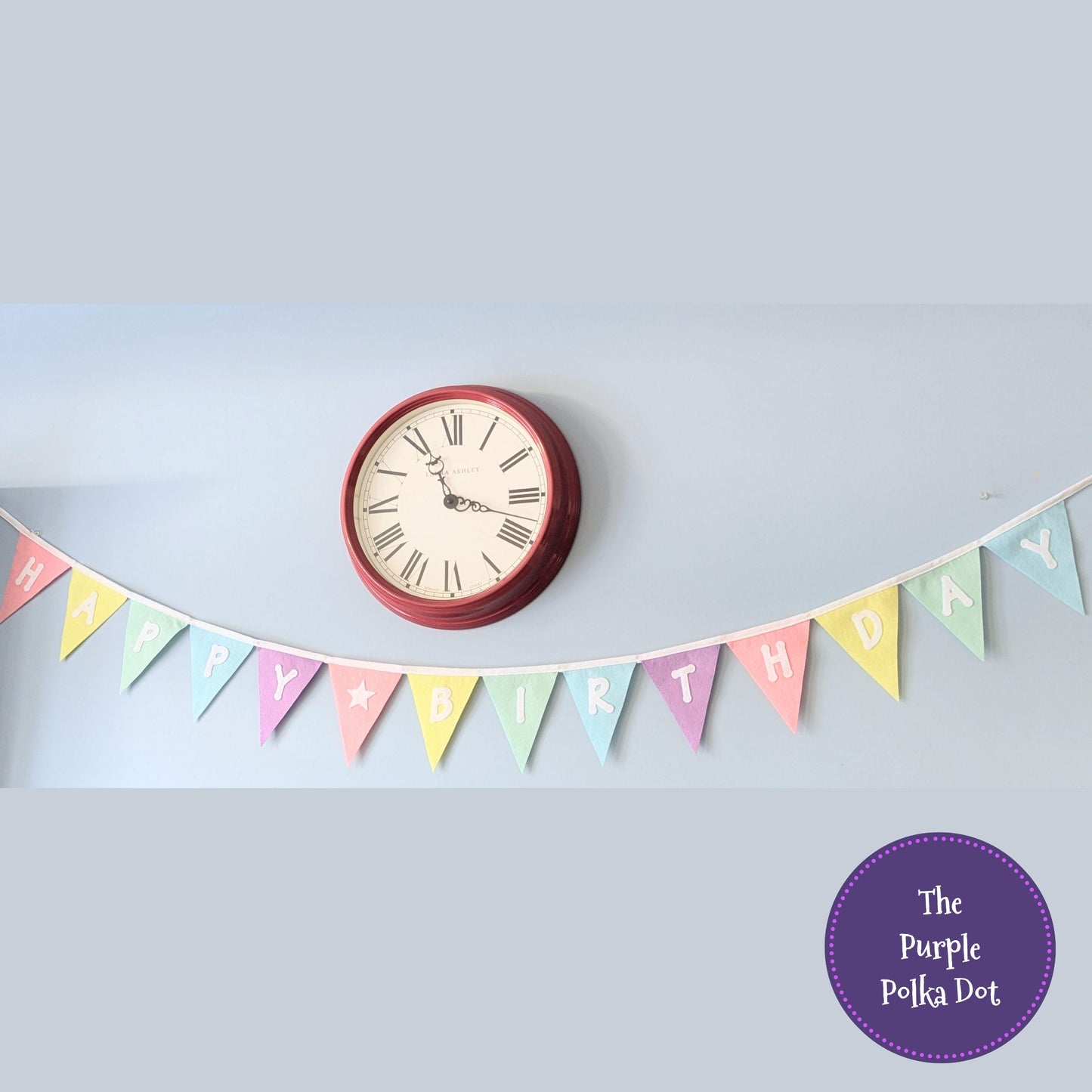 Happy Birthday felt rainbow pastel bunting with large die-cut lettering