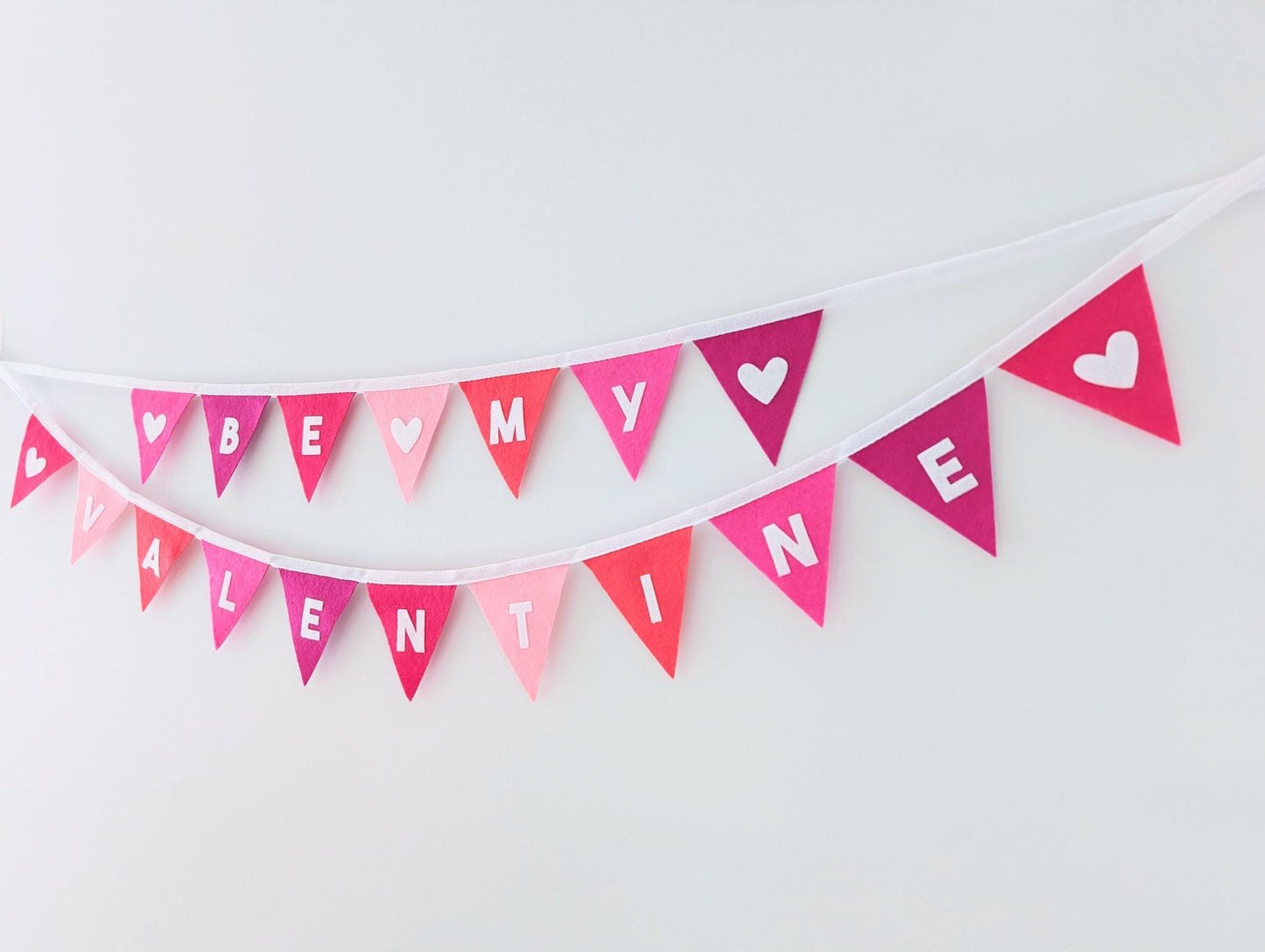 Felt Valentine's Day bunting: Be My Valentine banner in mixed pinks