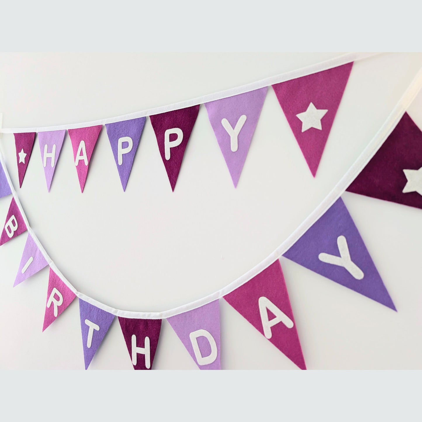 Purple Felt Happy Birthday Bunting - Larger Size, Two Tiers