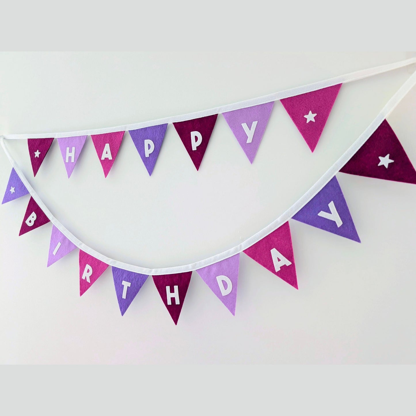 Purple Felt Happy Birthday Bunting - Smaller Size,Two Tiers