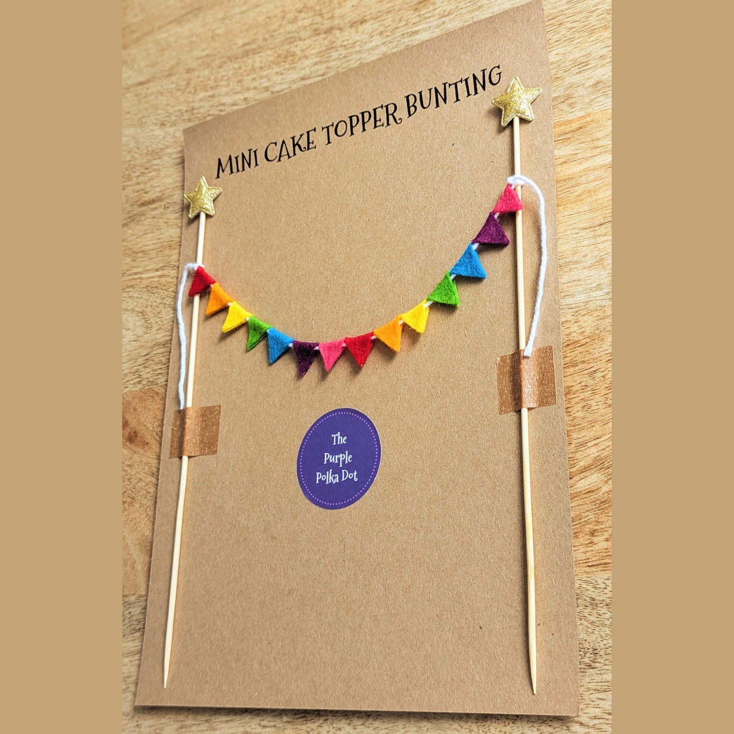 Felt Rainbow Cake Topper Bunting with Equilateral Triangle Flags