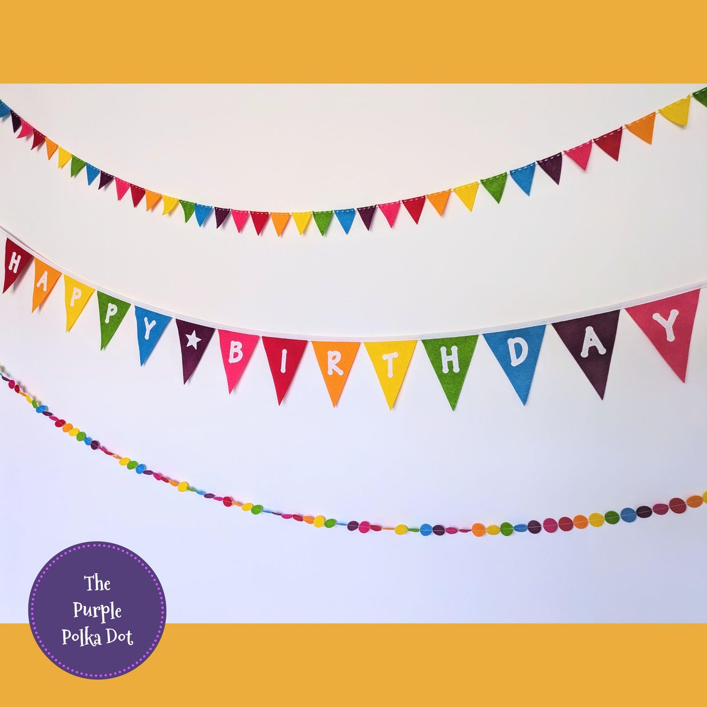 Felt Happy Birthday Bunting Banner Garland Rainbow