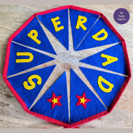 Handmade felt Father's Day bunting, Superdad banner, felt decoration for Dad, Father's Day decor, superhero garland, gift for dad