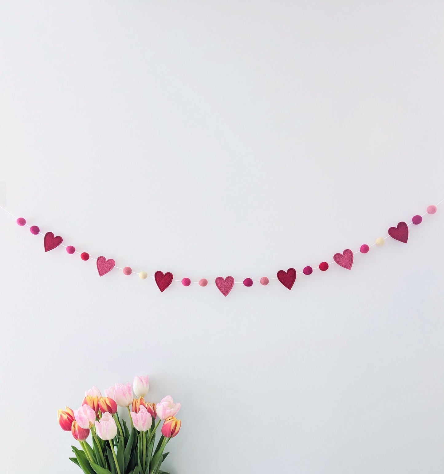 Felt Heart Garland: Valentine's Day Decor, Handmade Bunting