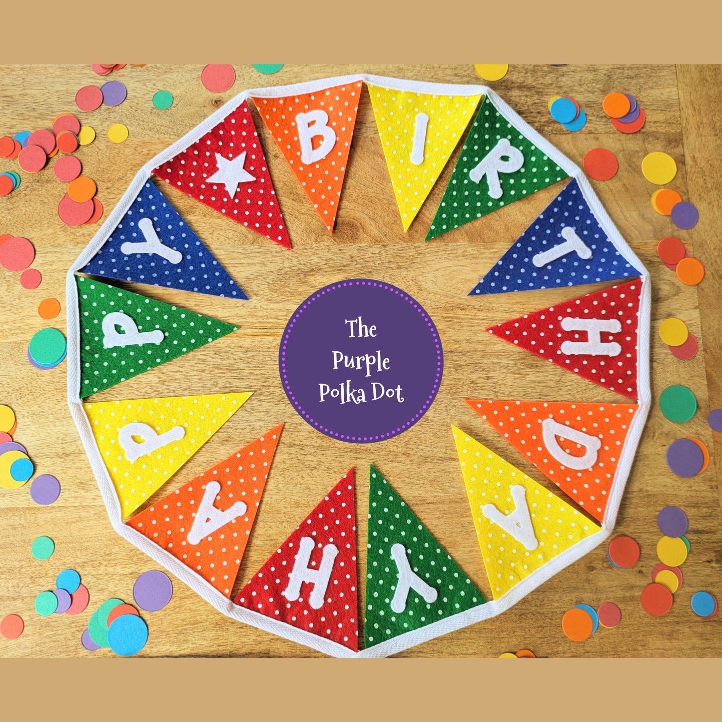 Felt happy birthday banner, fabric rainbow party banner, bright material celebration garland, birthday sign for all ages and all genders