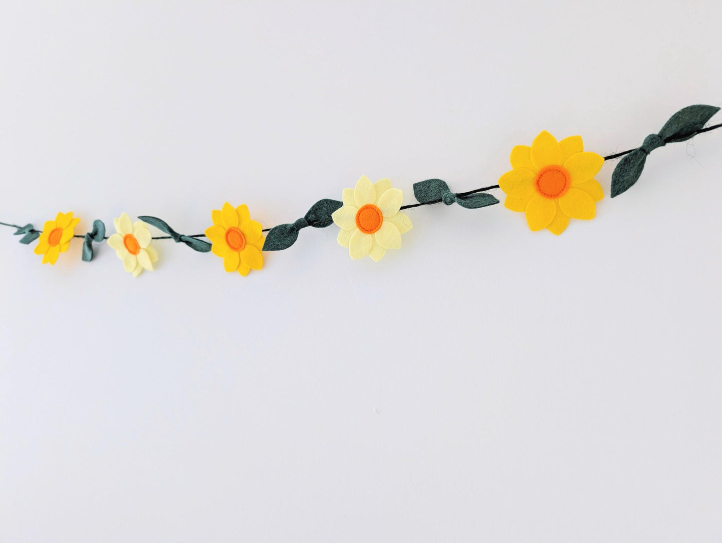 Yellow daffodil and leaves garland: floral spring or Easter bunting
