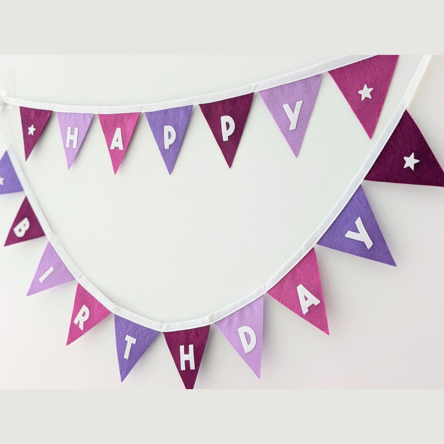 Purple Felt Happy Birthday Bunting - Smaller Size,Two Tiers