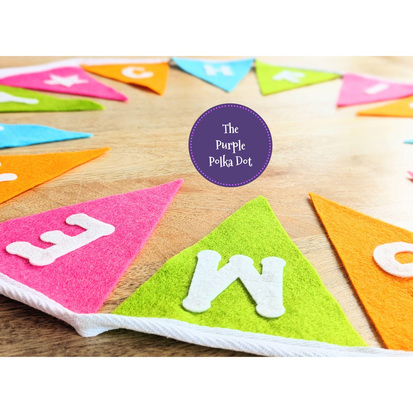 Merry Christmas large felt festive bunting garland hanging decoration in bright colours