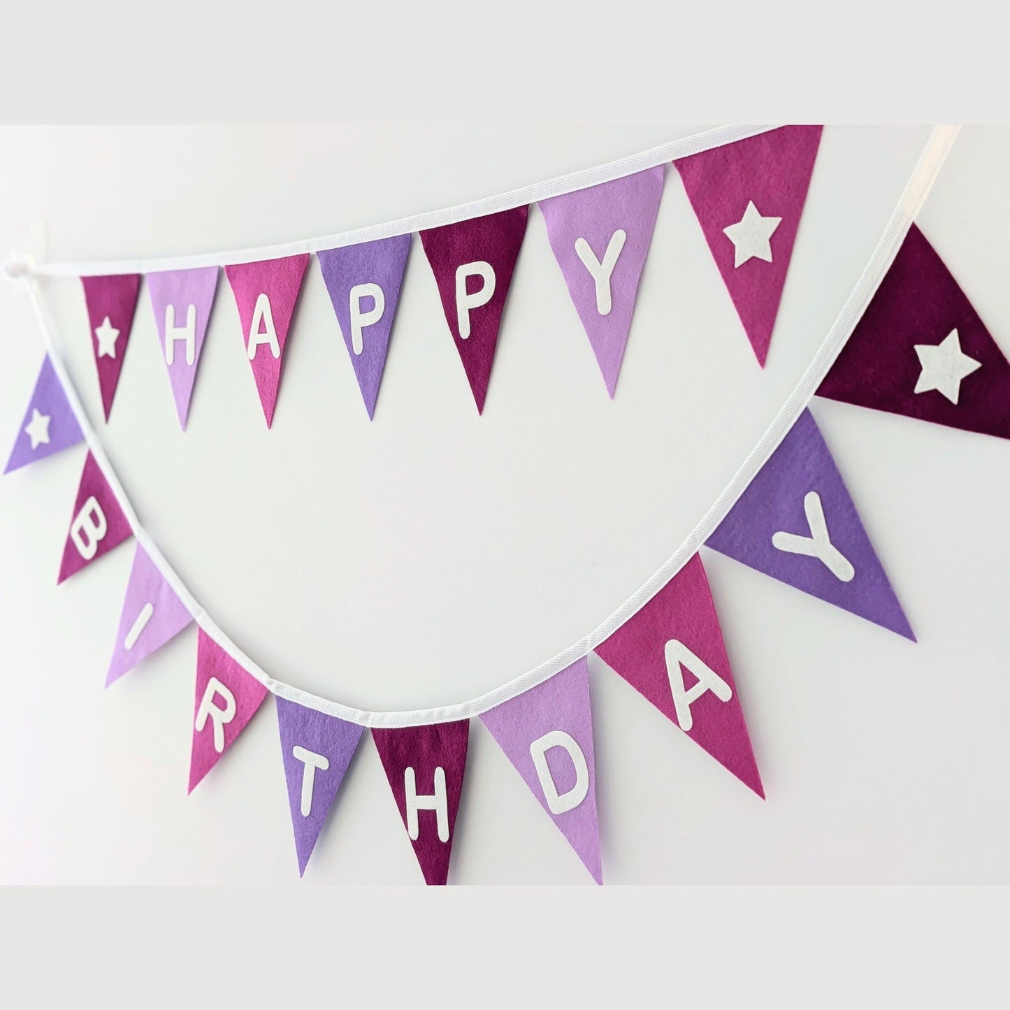 Purple Felt Happy Birthday Bunting - Larger Size, Two Tiers