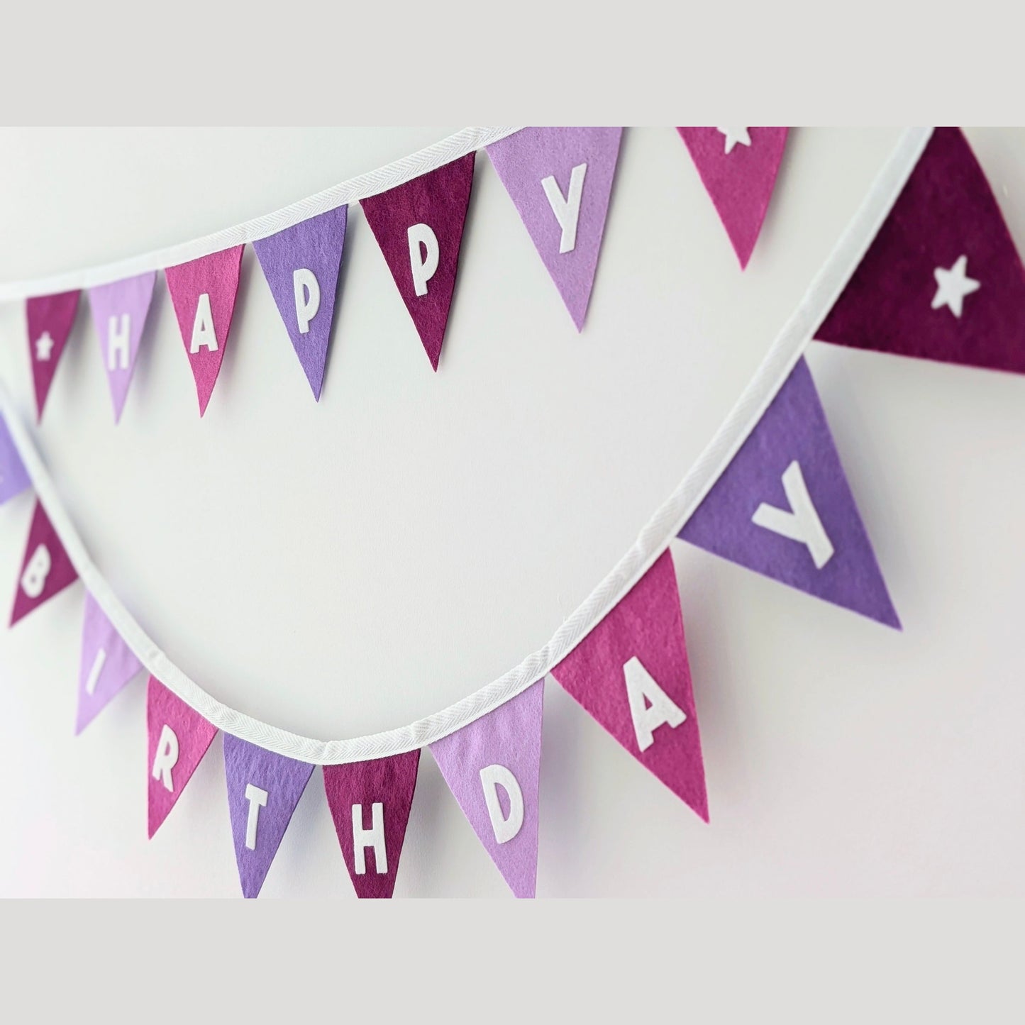 Purple Felt Happy Birthday Bunting - Smaller Size,Two Tiers