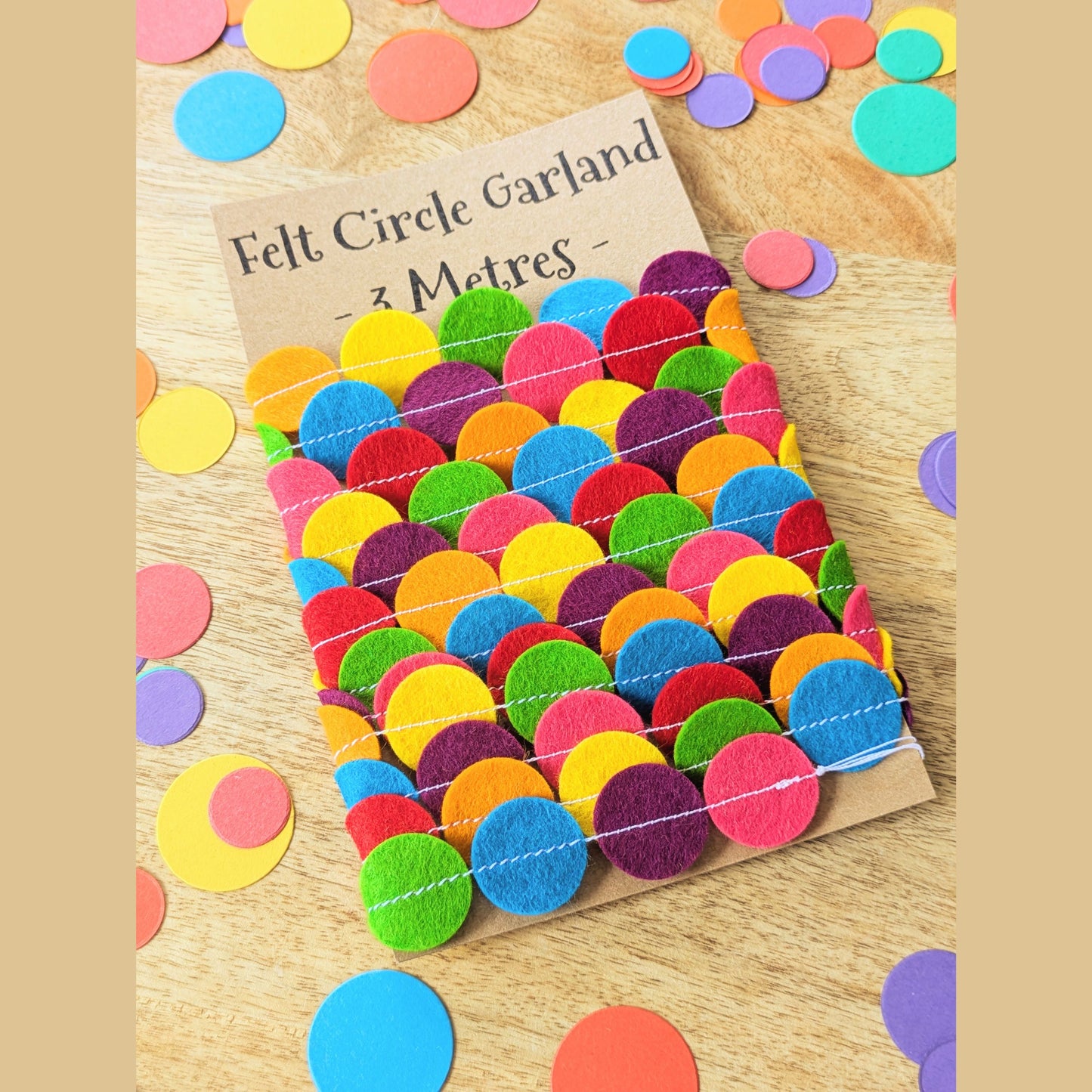 Rainbow felt circle garland - felt polka dot bunting