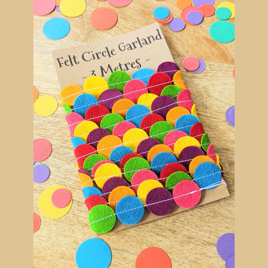 Rainbow felt circle garland - felt polka dot bunting