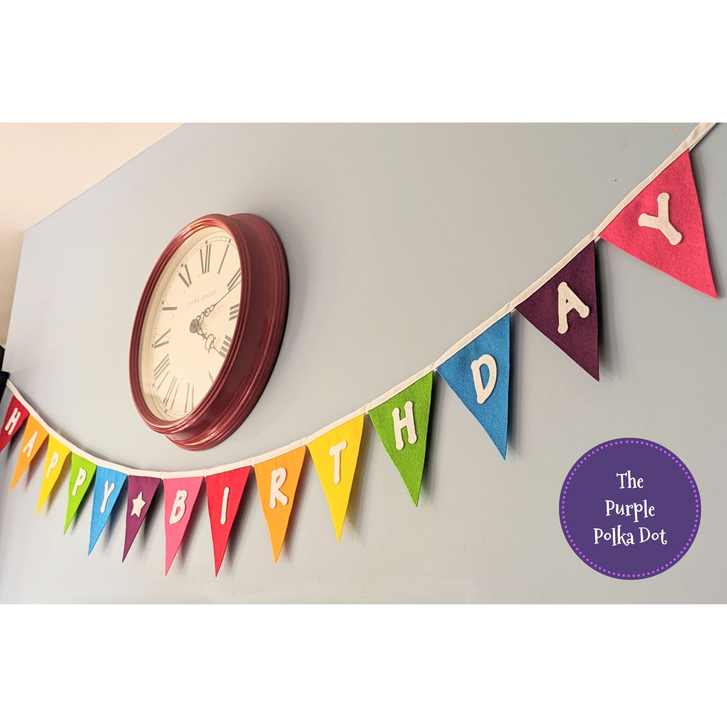 Happy Birthday felt rainbow bunting with large die cut lettering