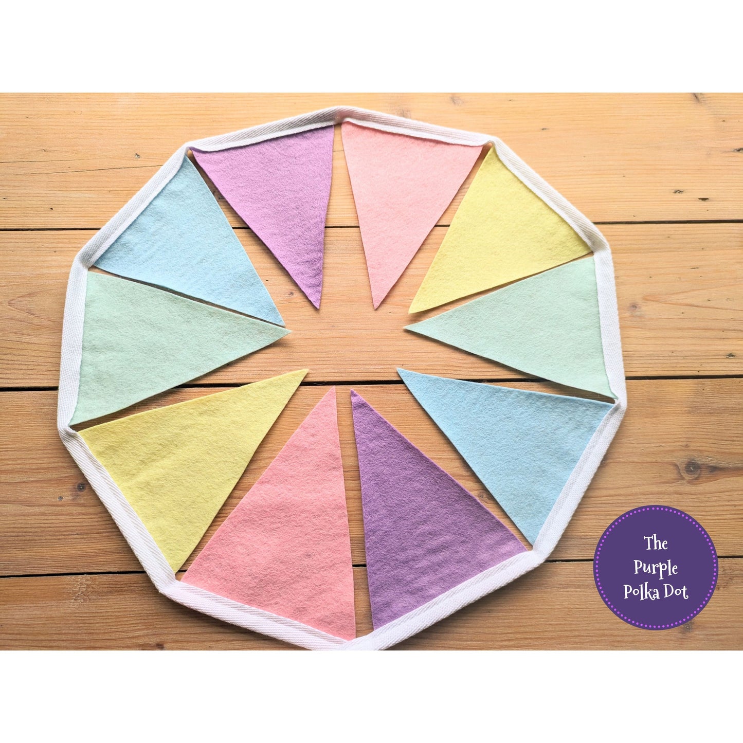 Rainbow pastel felt bunting by the metre