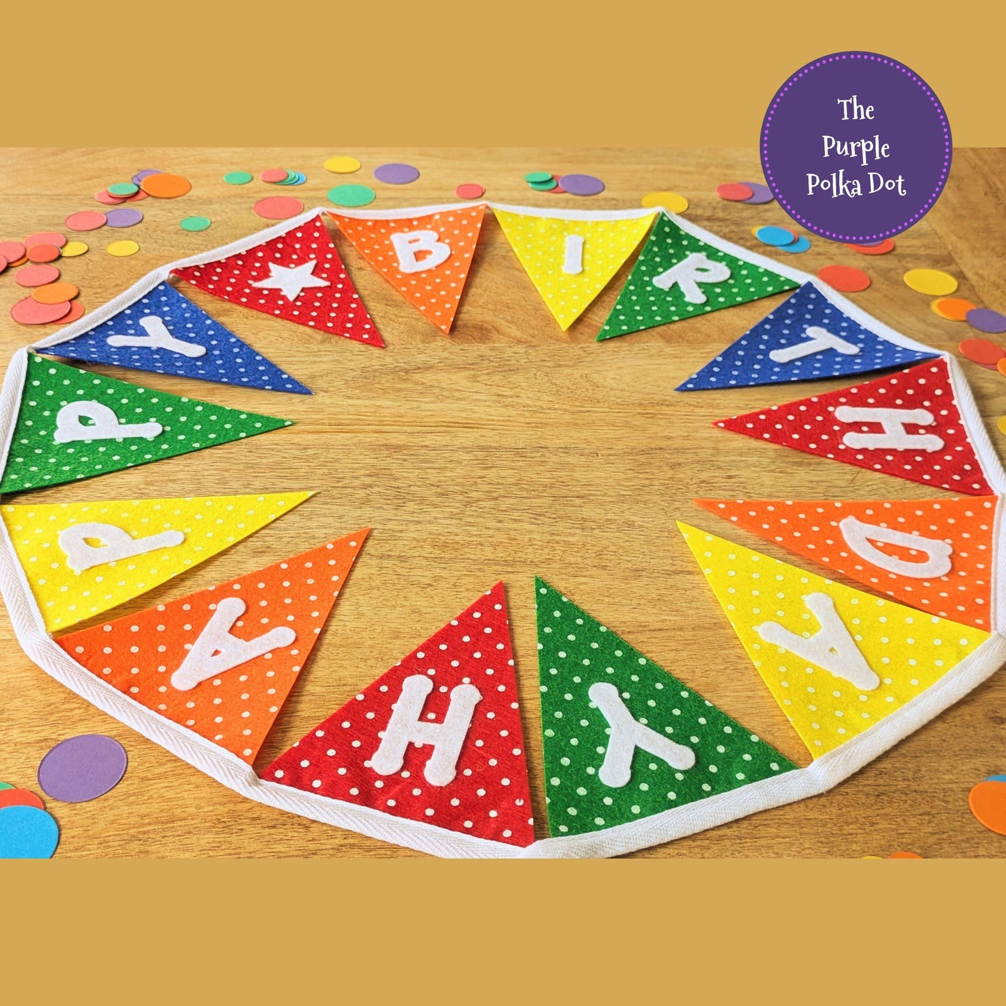 Felt happy birthday banner, fabric rainbow party banner, bright material celebration garland, birthday sign for all ages and all genders