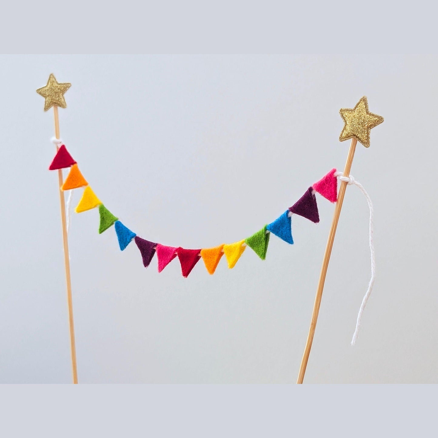 Felt Rainbow Cake Topper Bunting with Equilateral Triangle Flags