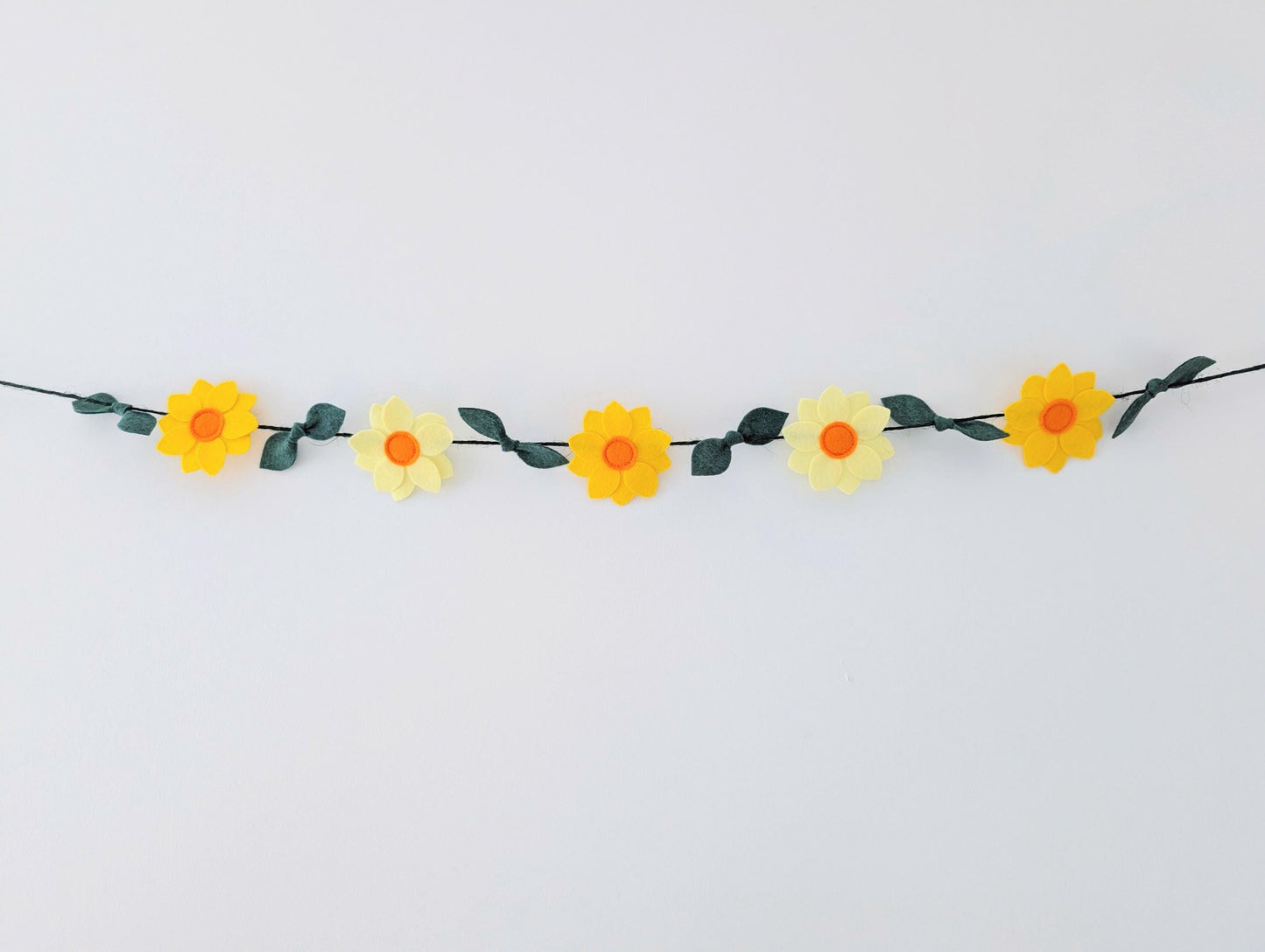 Yellow daffodil and leaves garland: floral spring or Easter bunting