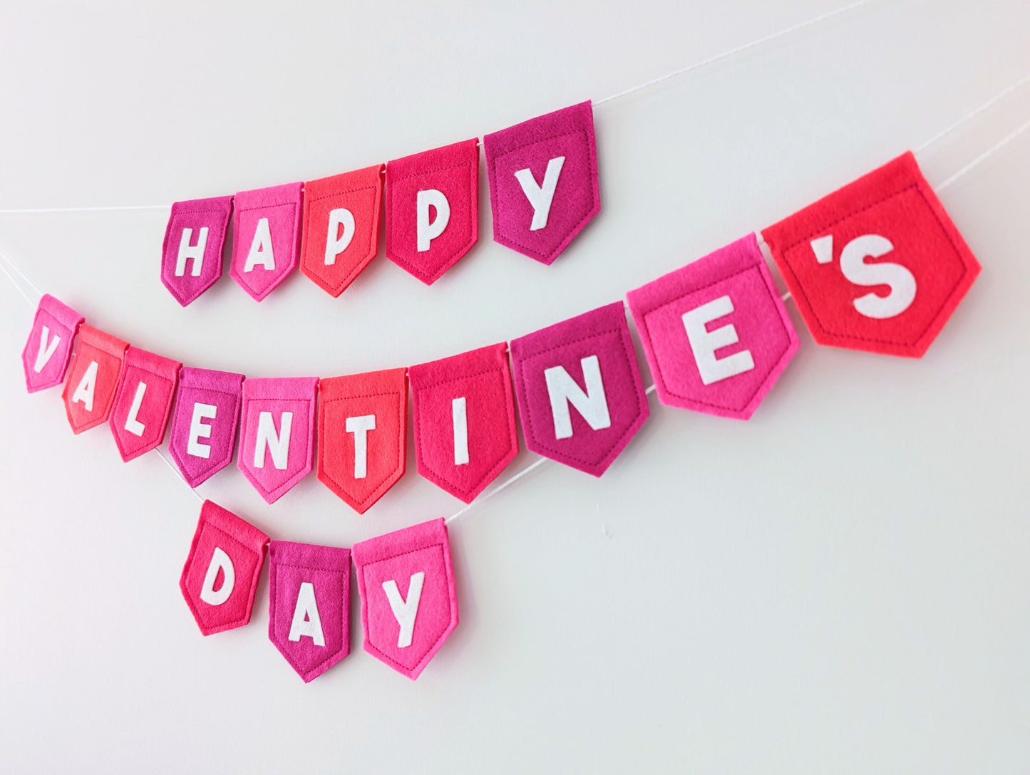 Felt Valentine's Day Banner: Handmade Pink and white bunting