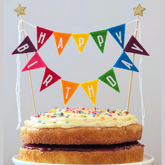 Happy Birthday Cake Topper Bunting in Rainbow Colours