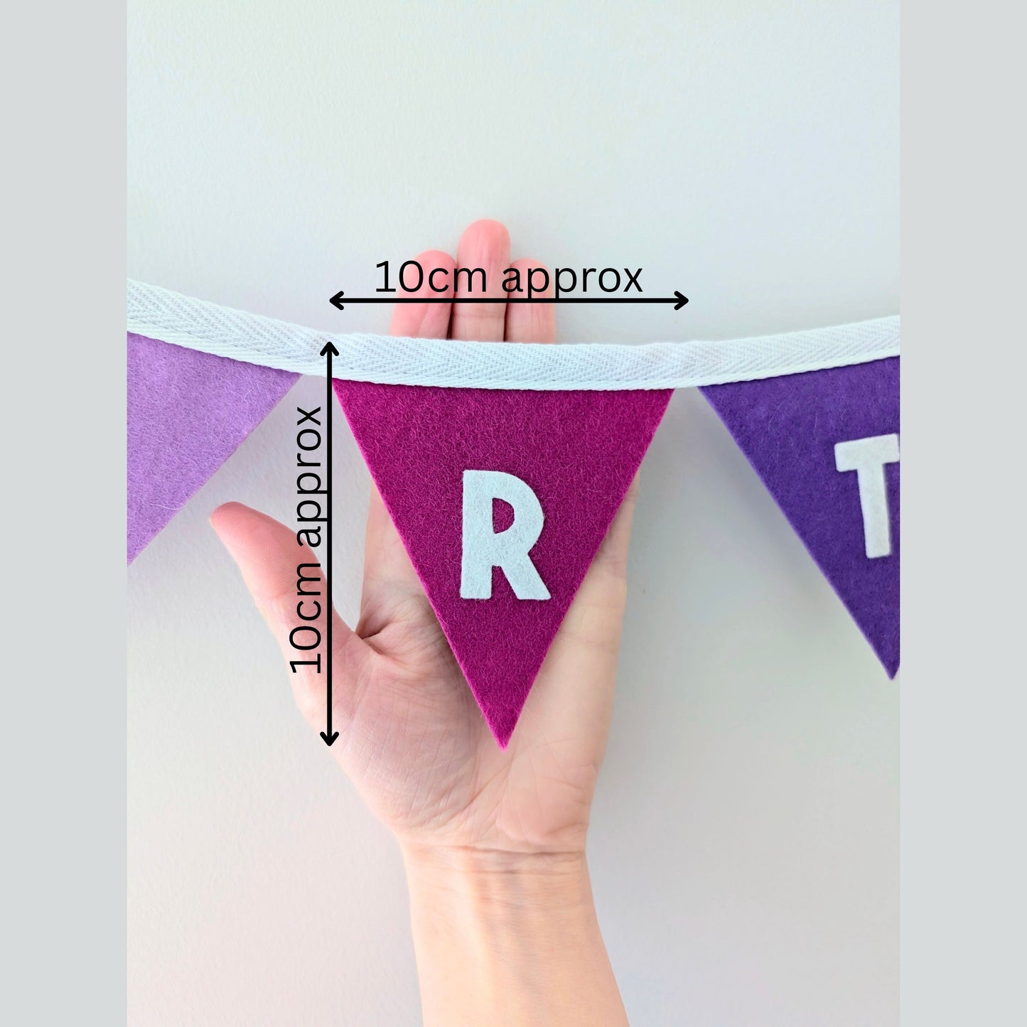 Purple Felt Happy Birthday Bunting - Smaller Size,Two Tiers