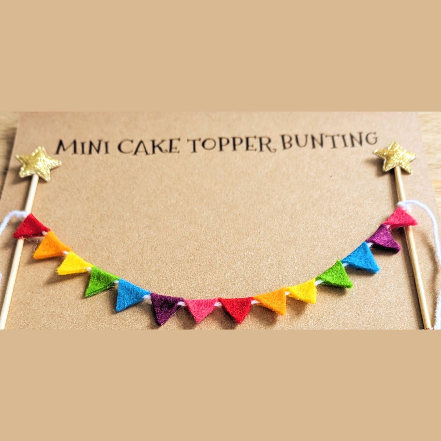 Felt Rainbow Cake Topper Bunting with Equilateral Triangle Flags