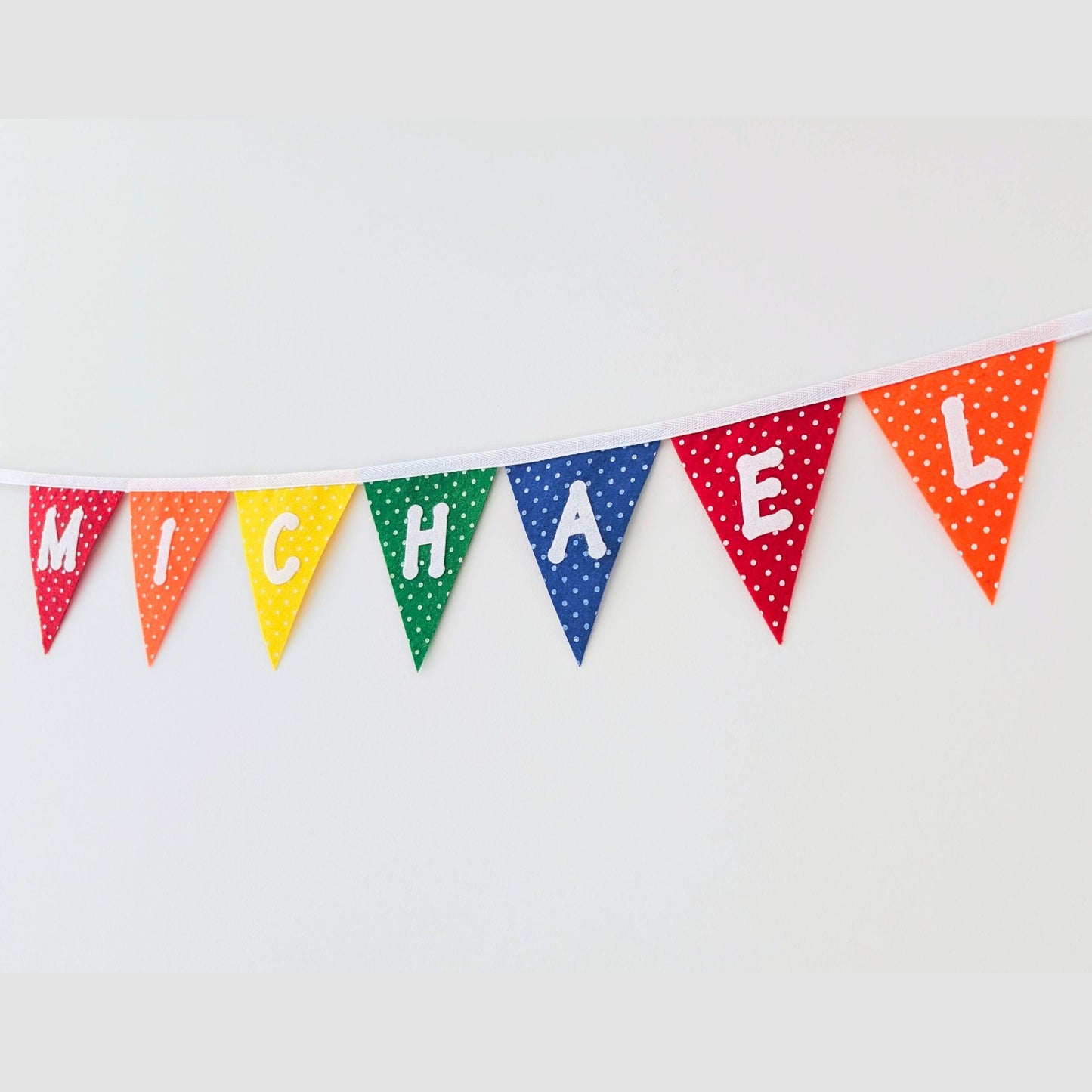 Personalised Polka Dot Rainbow Felt Bunting