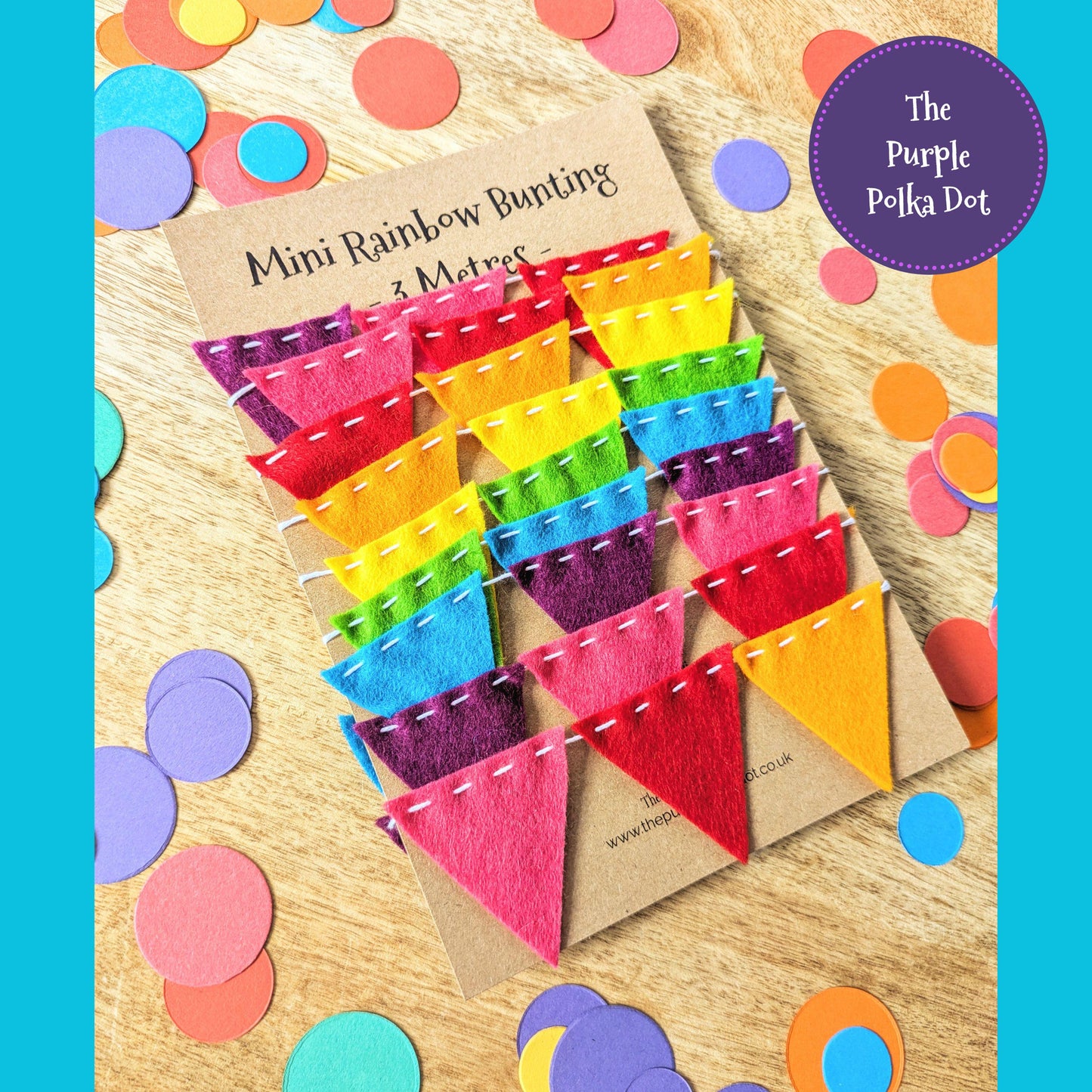 Felt rainbow mini bunting, colourful fabric banner, bright party mini flags, birthday party garland, cake smash photo prop, custom length