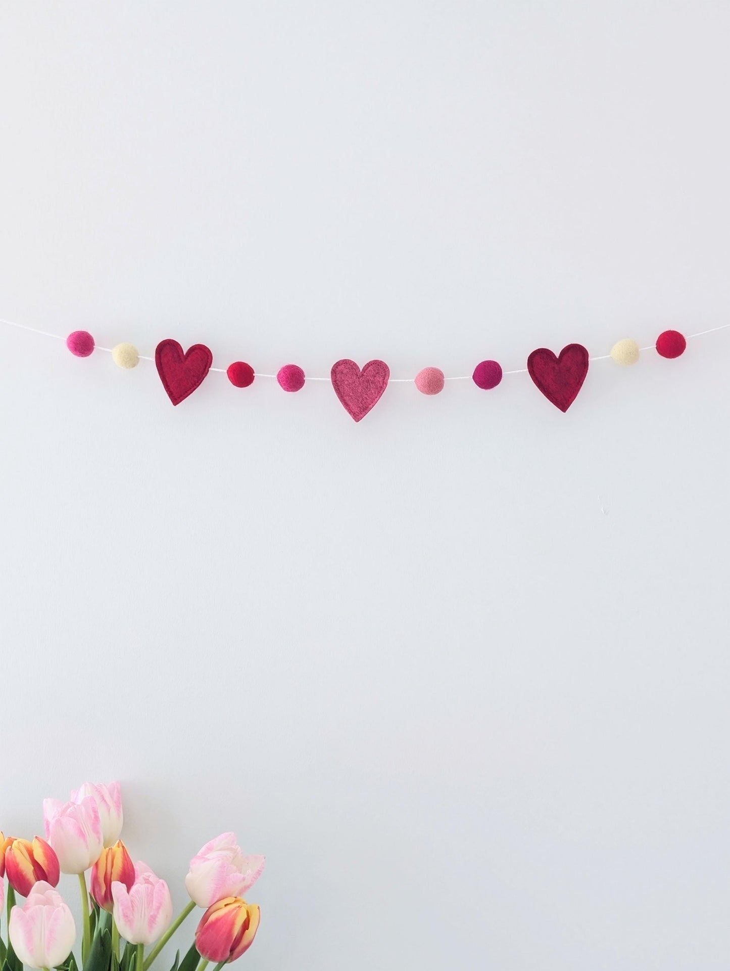 Felt Heart Garland: Valentine's Day Decor, Handmade Bunting