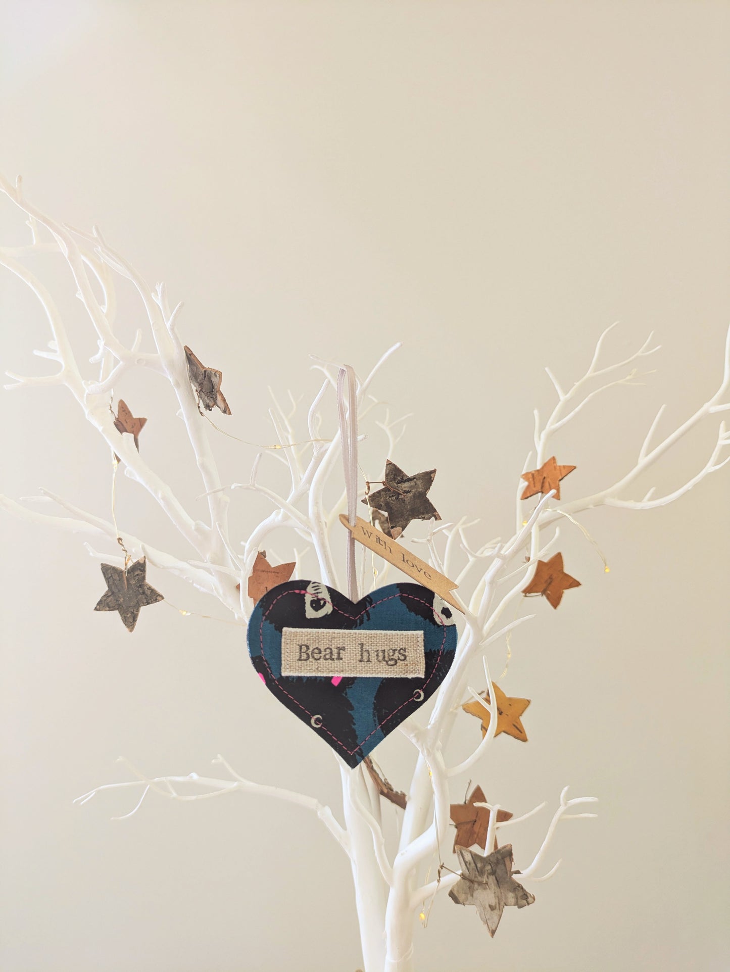 'Bear hugs' Hanging Heart Decoration with Plantable Wildflower Seed Backing Card