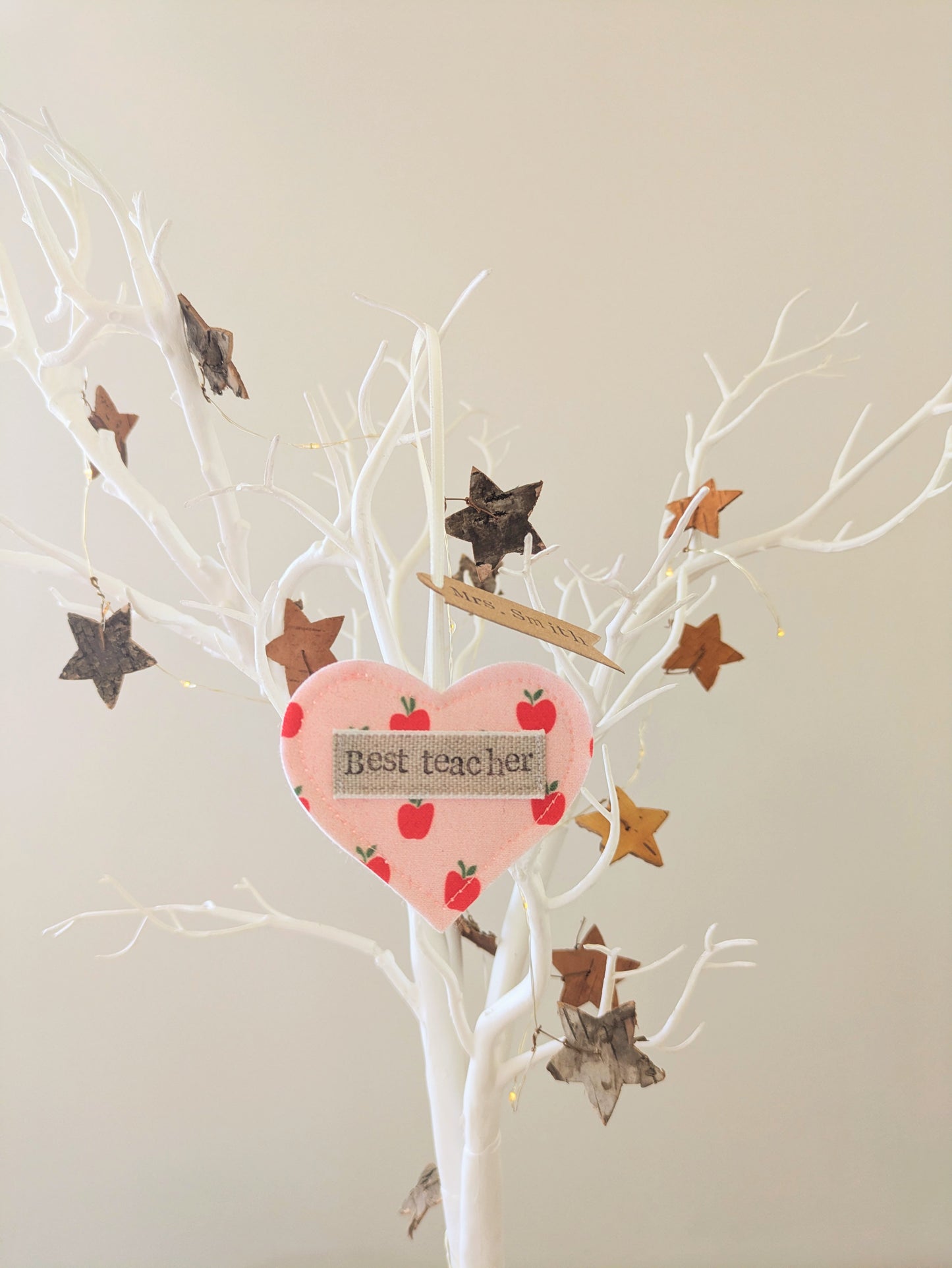 'Best Teacher' Personalised Hanging Heart Decoration with Plantable Wildflower Seed Backing Card