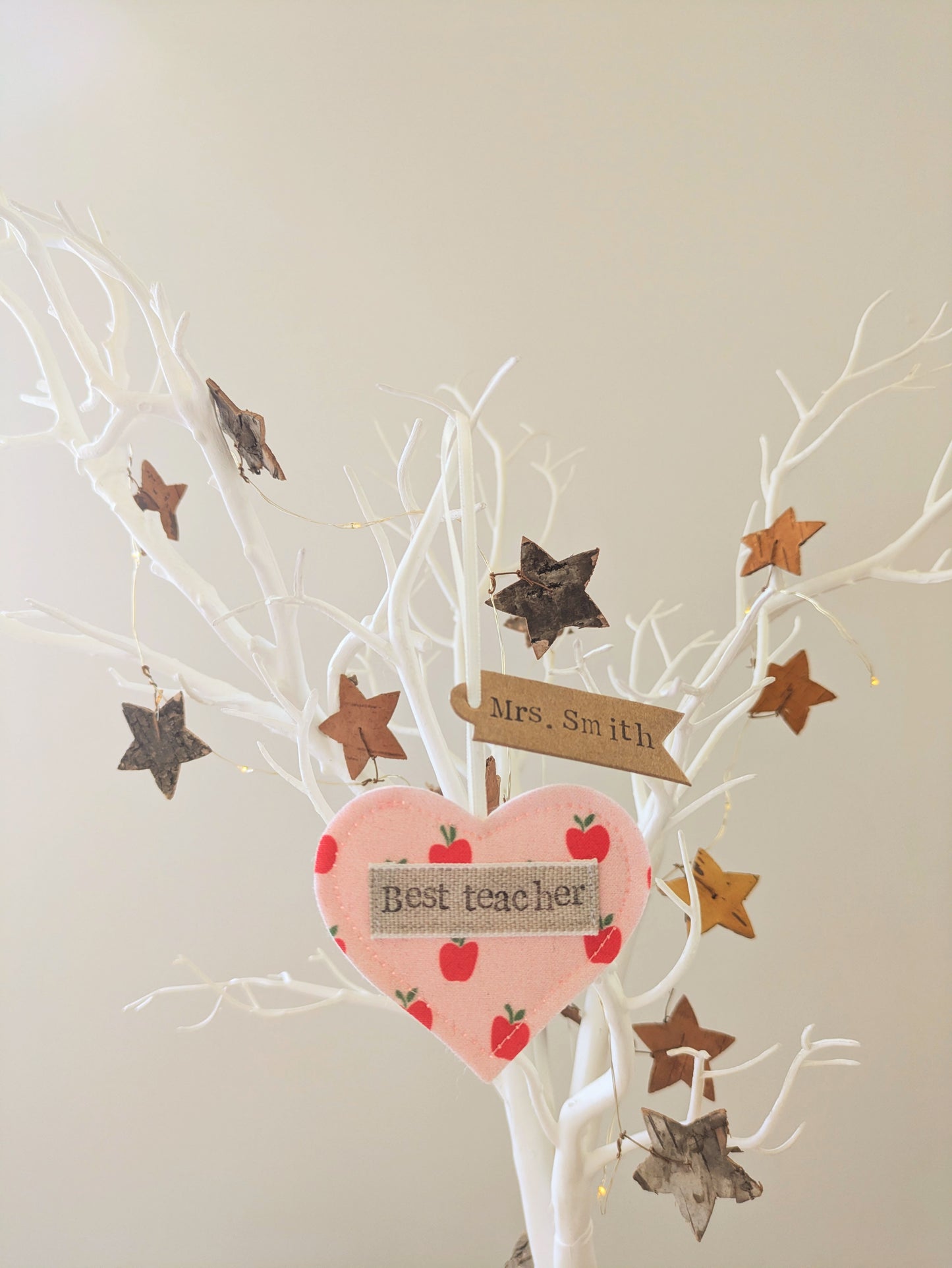 'Best Teacher' Personalised Hanging Heart Decoration with Plantable Wildflower Seed Backing Card