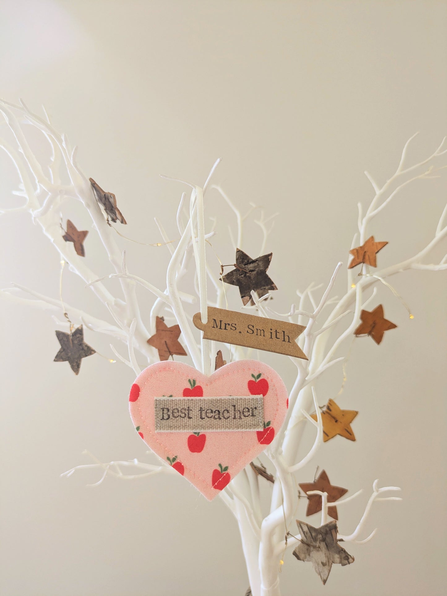 'Best Teacher' Personalised Hanging Heart Decoration with Plantable Wildflower Seed Backing Card