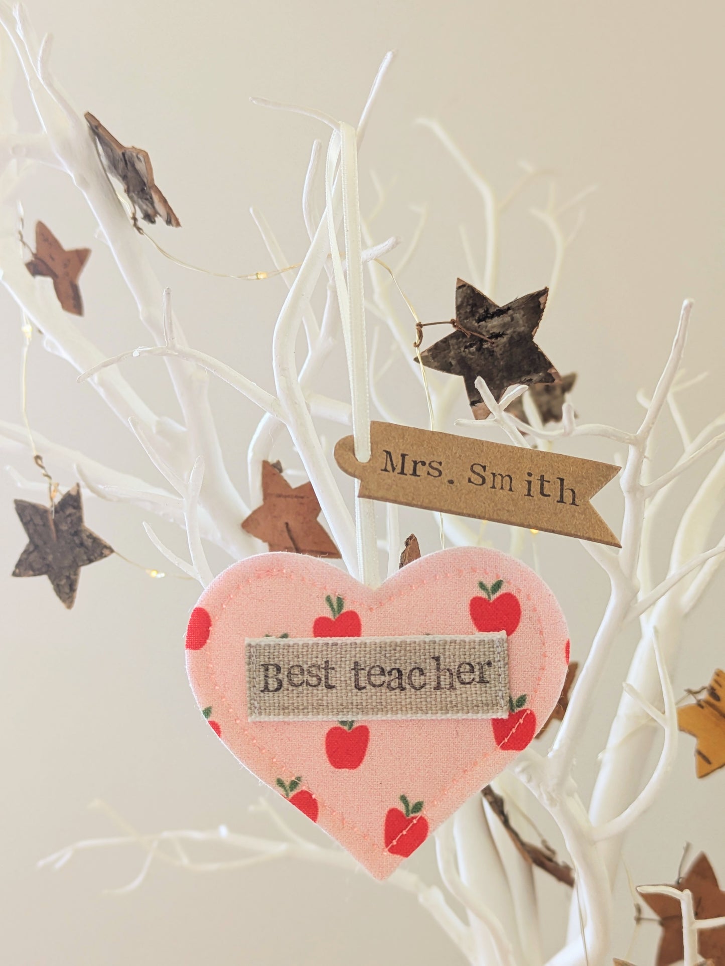 'Best Teacher' Personalised Hanging Heart Decoration with Plantable Wildflower Seed Backing Card