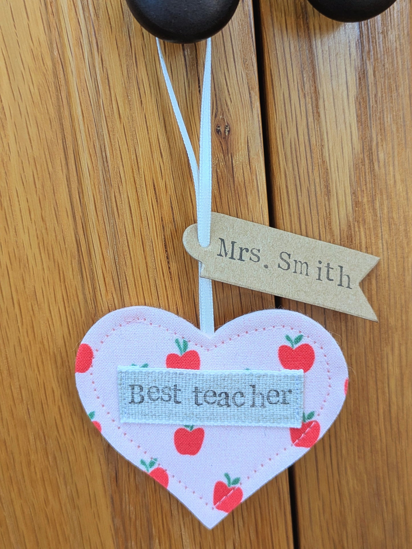 'Best Teacher' Personalised Hanging Heart Decoration with Plantable Wildflower Seed Backing Card