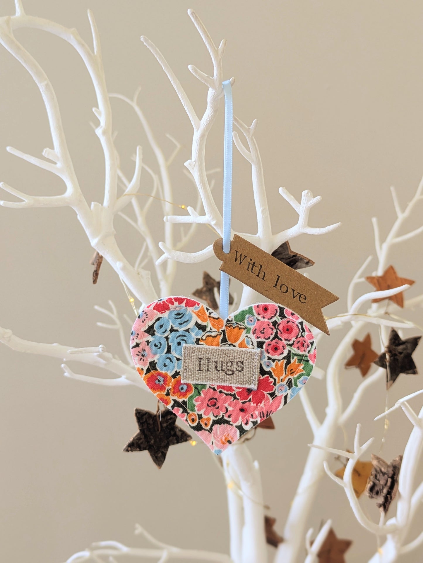 'Hugs Hanging Heart Decoration with Plantable Wildflower Seed Backing Card - Multi Floral