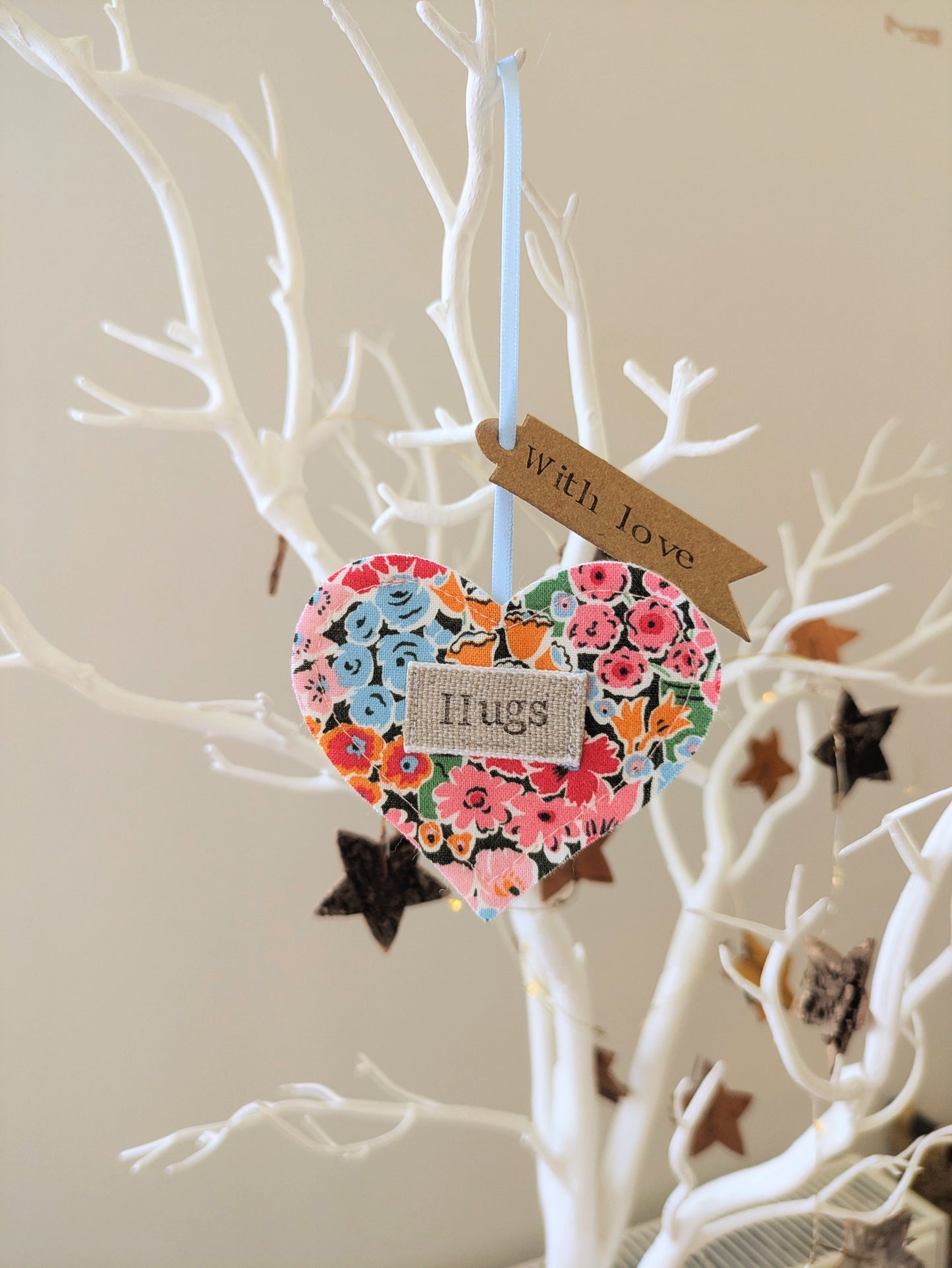 'Hugs Hanging Heart Decoration with Plantable Wildflower Seed Backing Card - Multi Floral