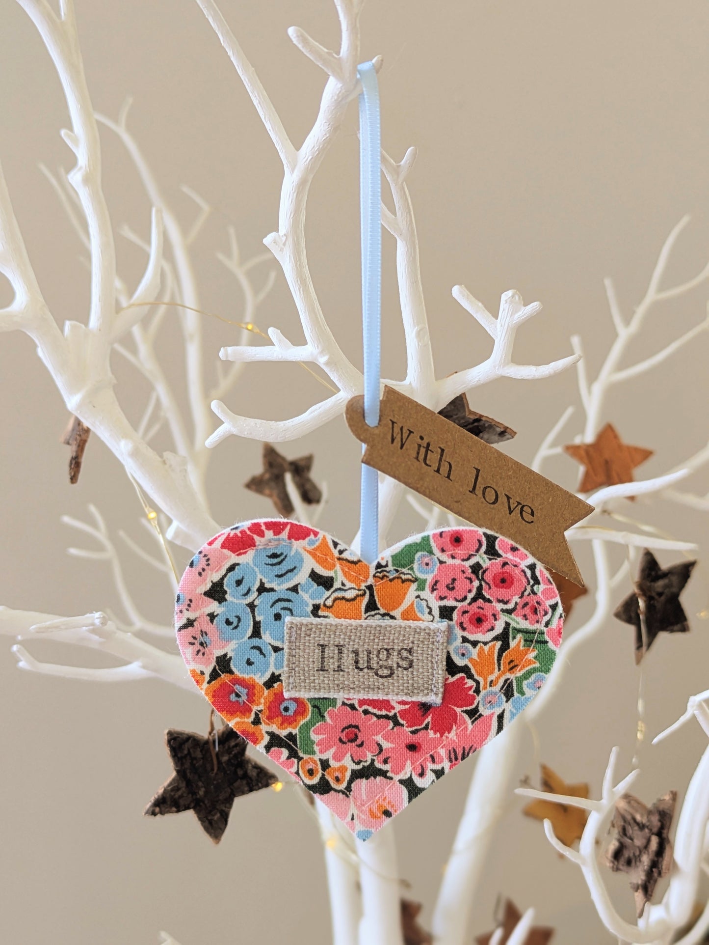 'Hugs Hanging Heart Decoration with Plantable Wildflower Seed Backing Card - Multi Floral