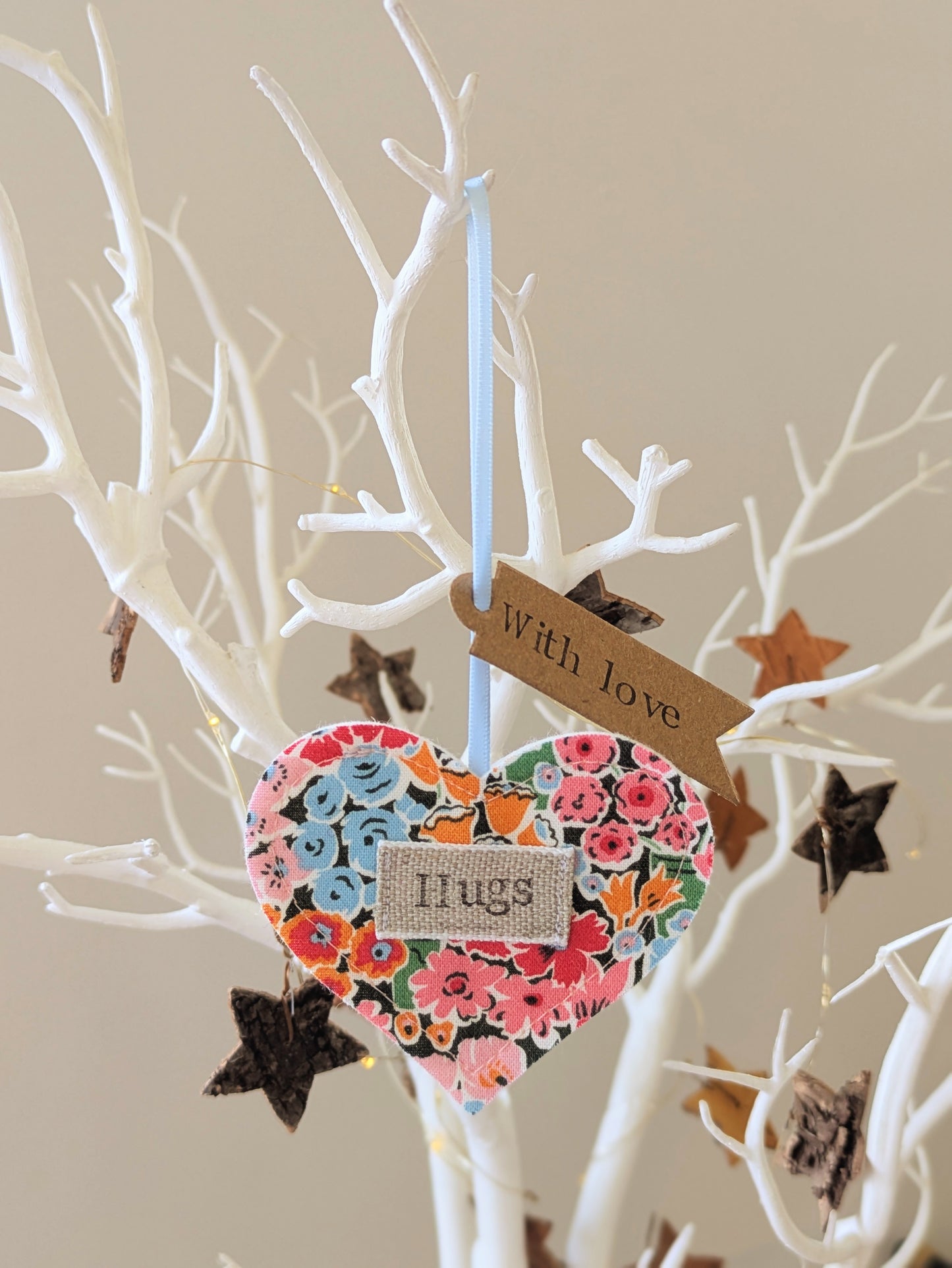 'Hugs Hanging Heart Decoration with Plantable Wildflower Seed Backing Card - Multi Floral