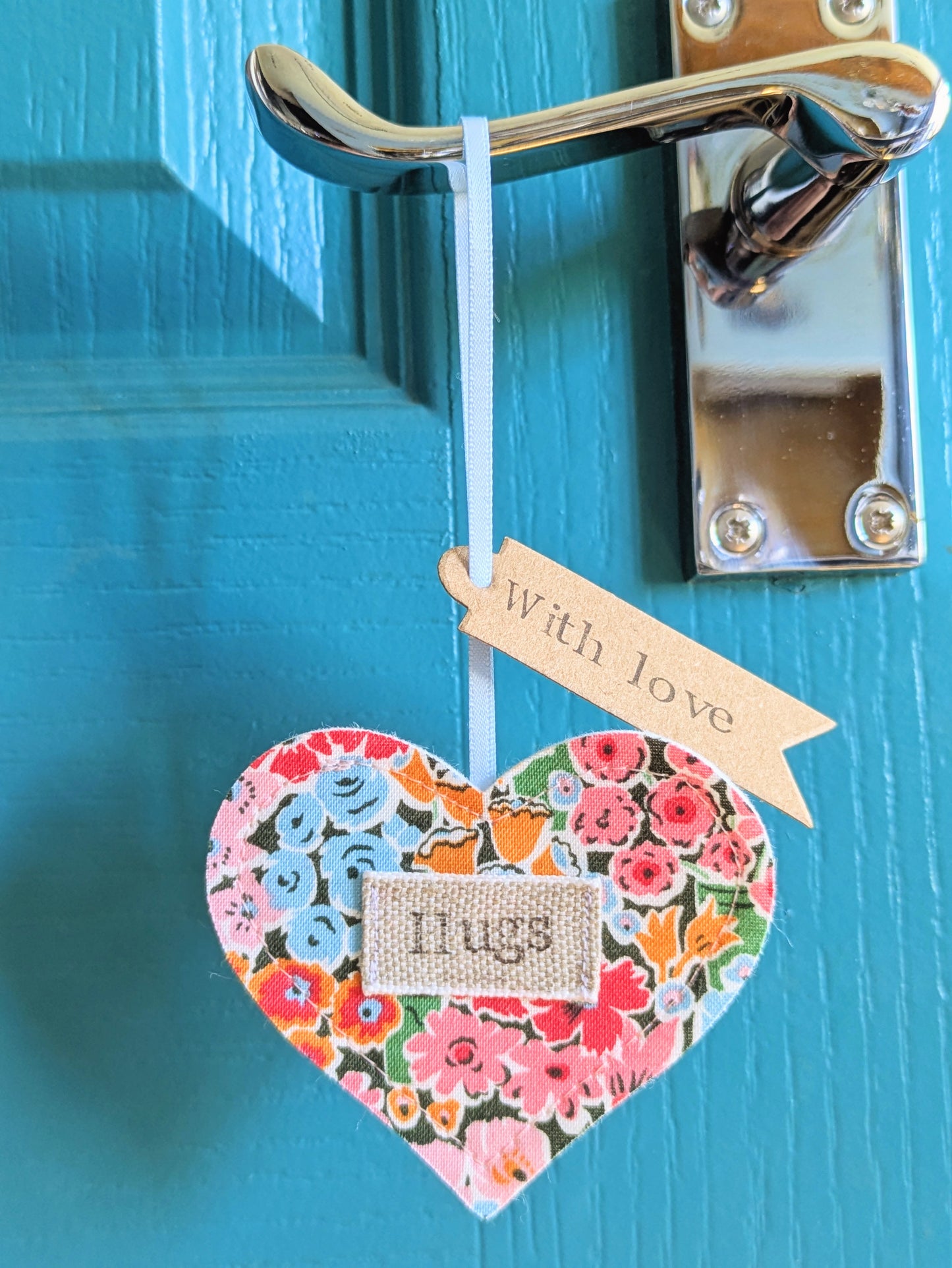 'Hugs Hanging Heart Decoration with Plantable Wildflower Seed Backing Card - Multi Floral