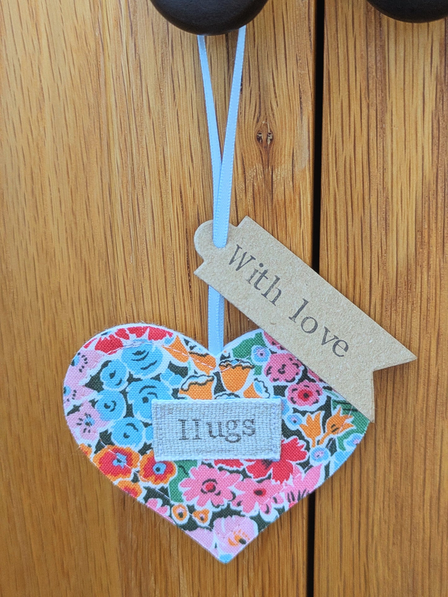'Hugs Hanging Heart Decoration with Plantable Wildflower Seed Backing Card - Multi Floral