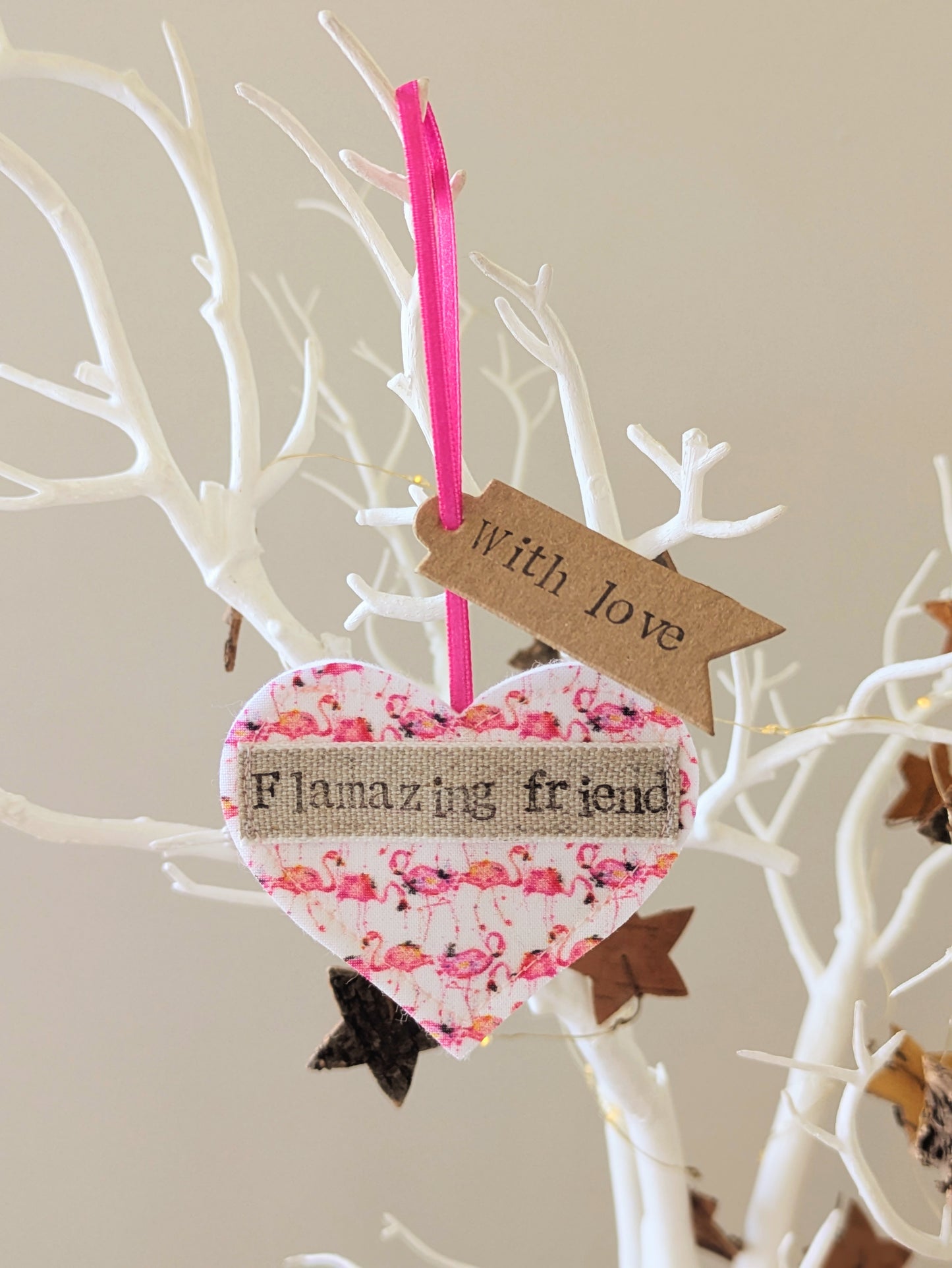 'Flamazing friend' Hanging Heart Decoration with Plantable Wildflower Seed Backing Card