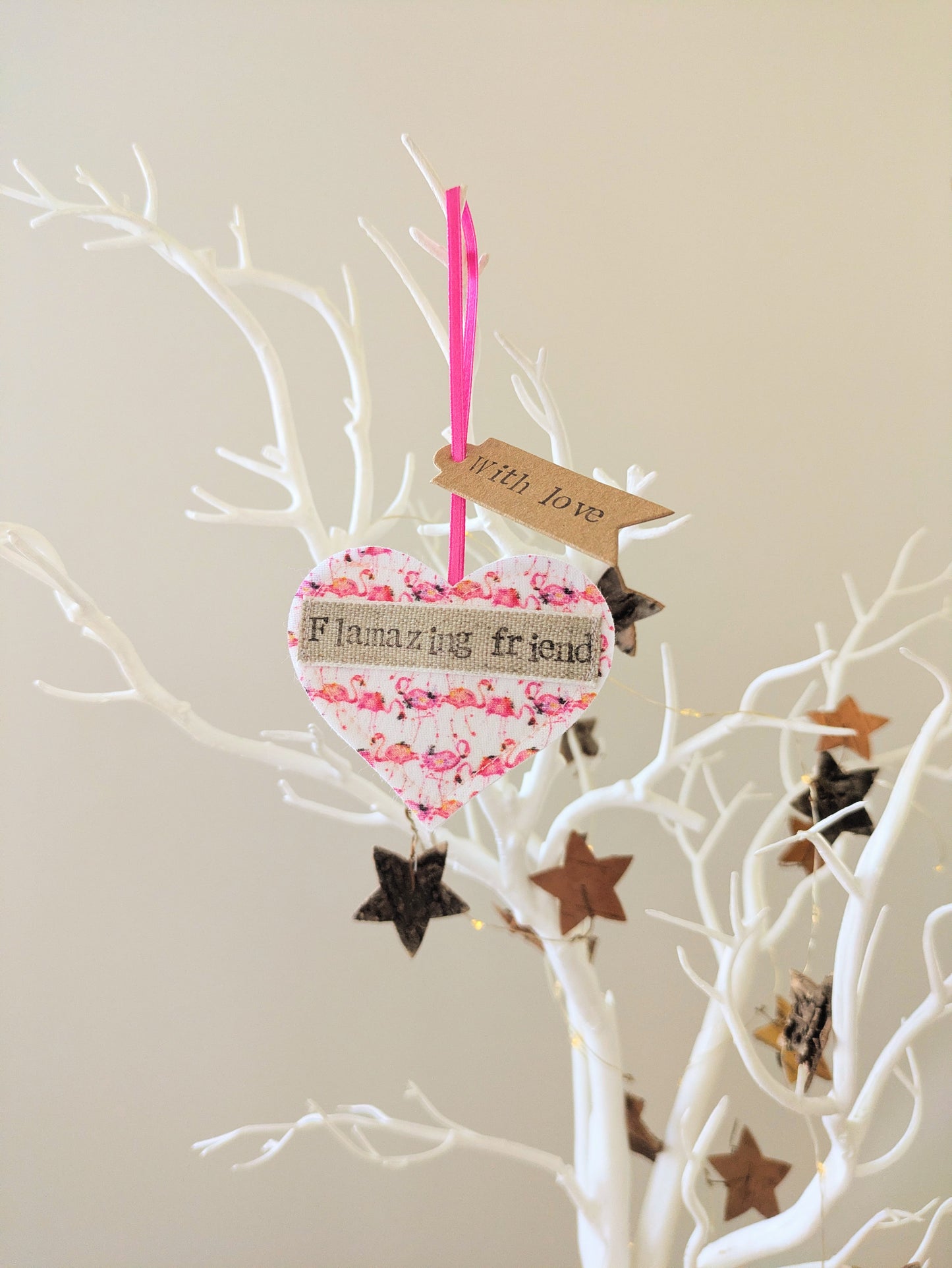 'Flamazing friend' Hanging Heart Decoration with Plantable Wildflower Seed Backing Card