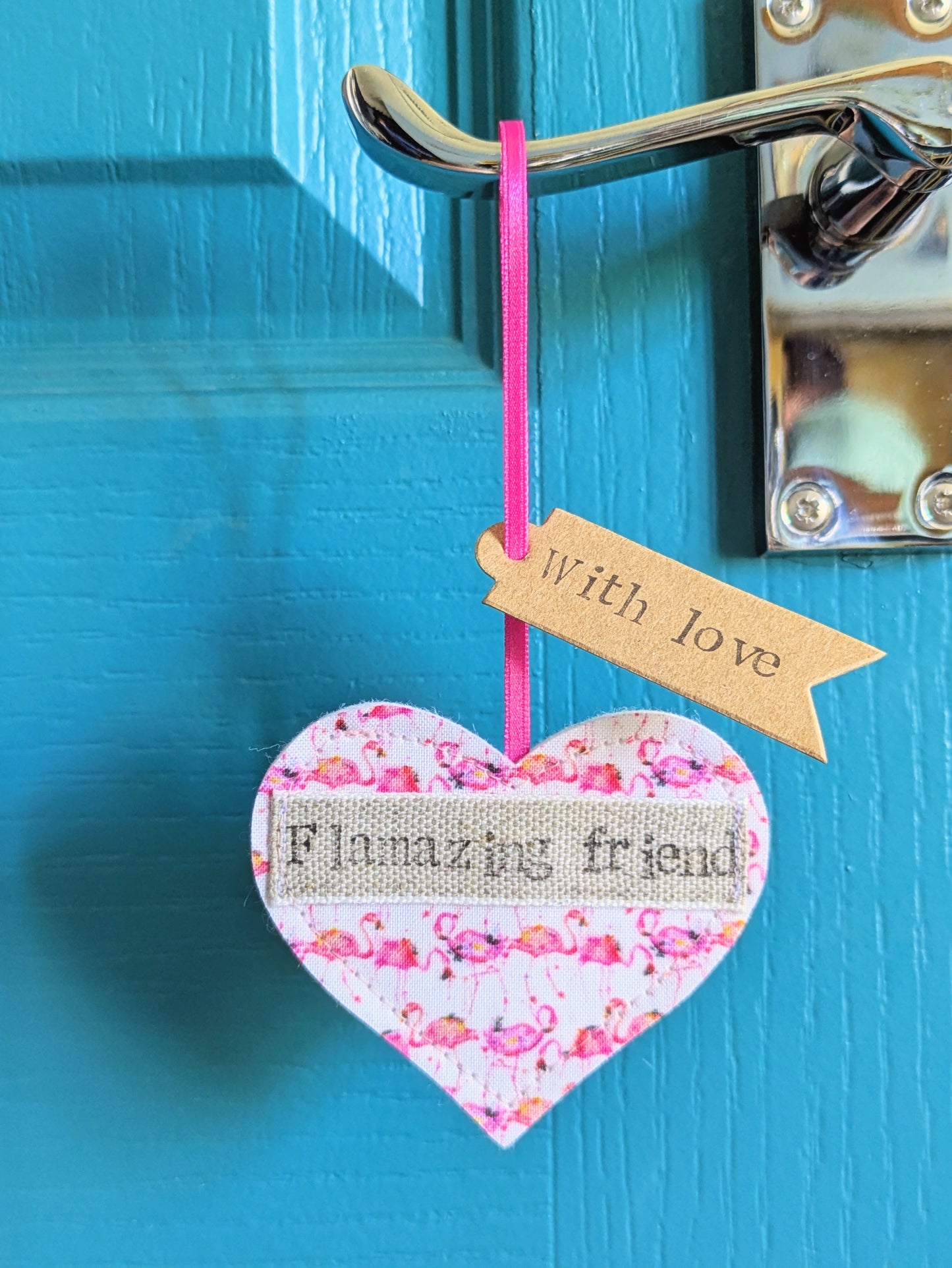 'Flamazing friend' Hanging Heart Decoration with Plantable Wildflower Seed Backing Card