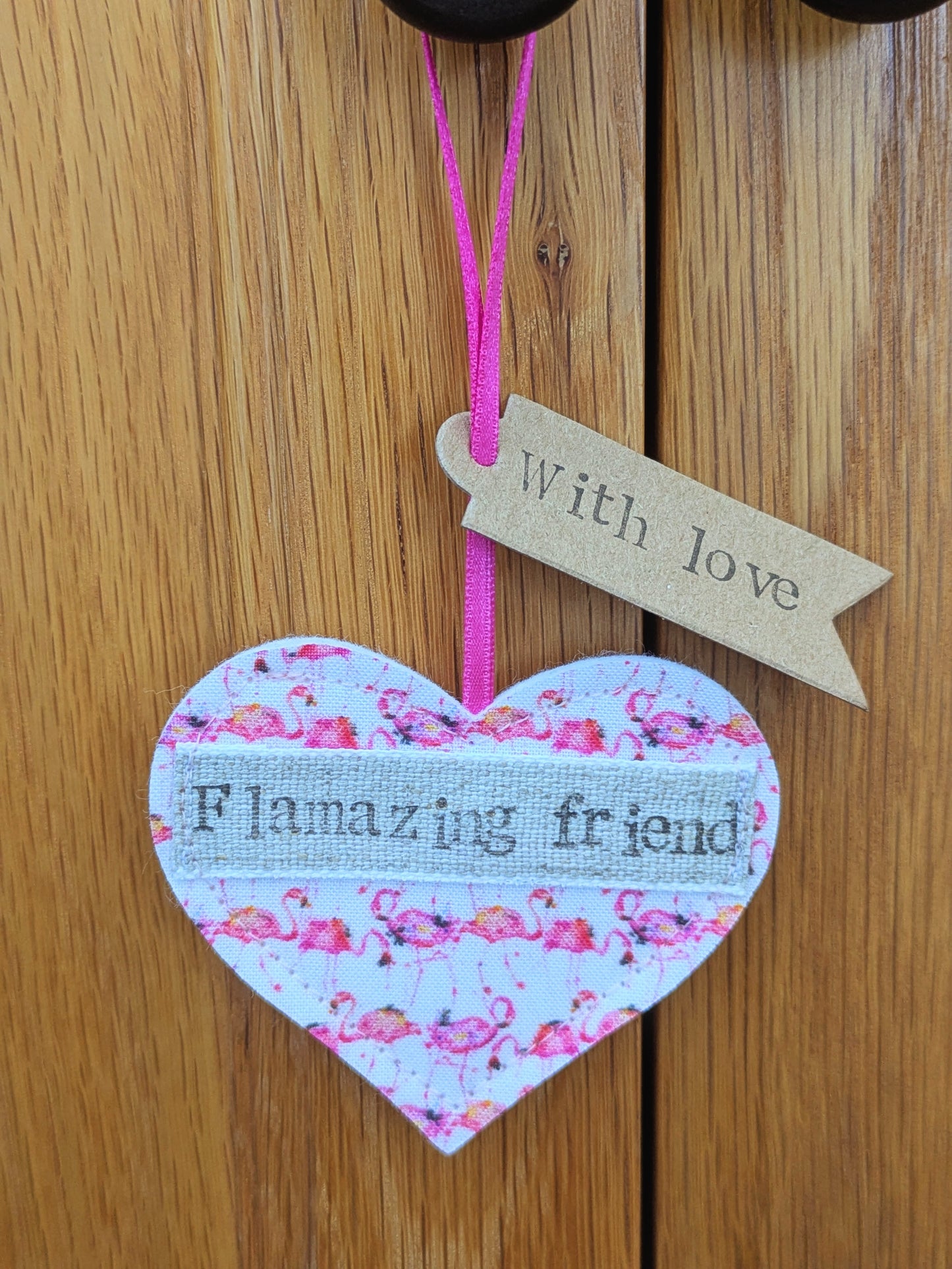 'Flamazing friend' Hanging Heart Decoration with Plantable Wildflower Seed Backing Card