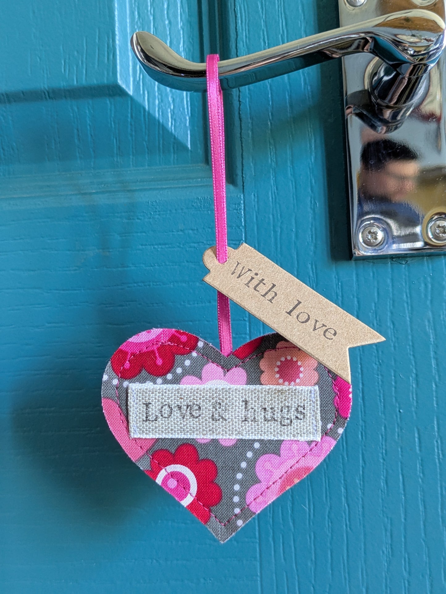 'Love & hugs' Hanging Heart Decoration with Plantable Wildflower Seed Backing Card