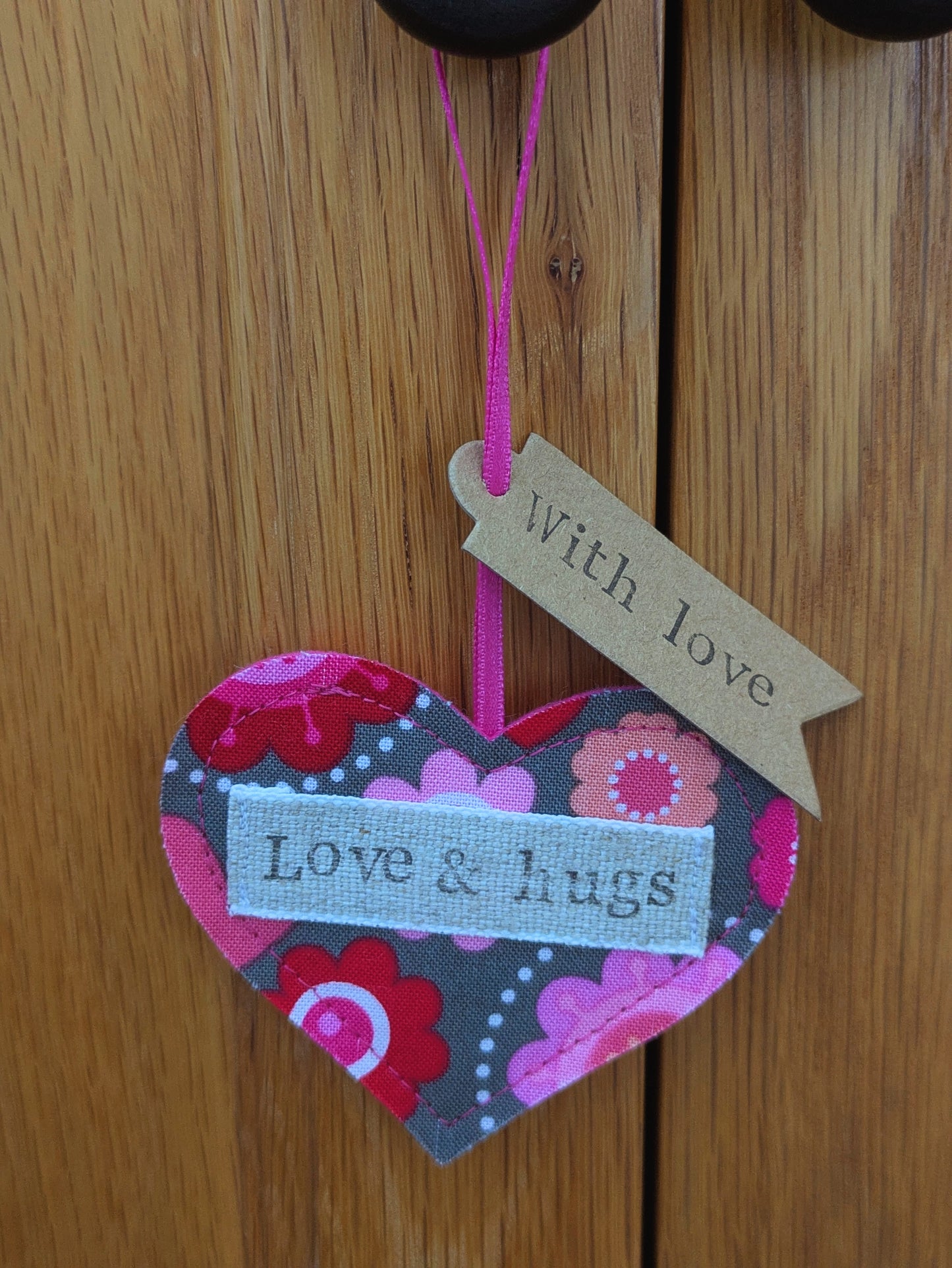 'Love & hugs' Hanging Heart Decoration with Plantable Wildflower Seed Backing Card