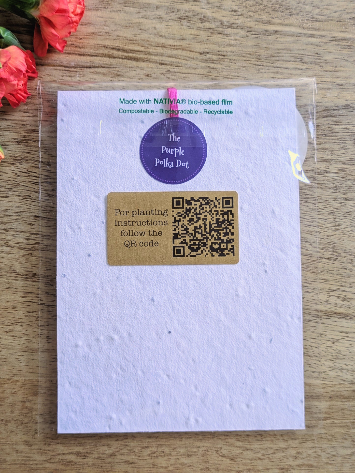 'Flamazing friend' Hanging Heart Decoration with Plantable Wildflower Seed Backing Card
