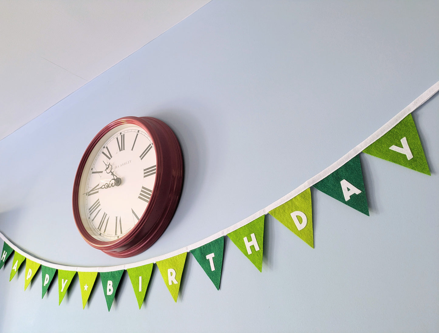 Felt Happy Birthday Bunting in Forest Greens - Smaller Size, Single Tier
